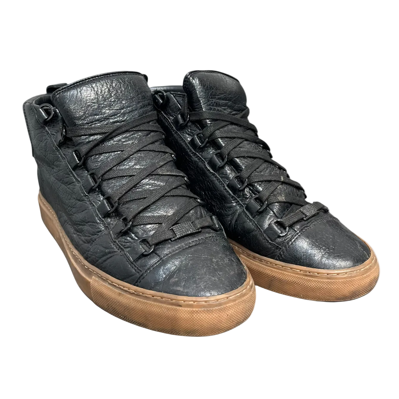 BALENCIAGA/Hi-Sneakers/US 8.5/Leather/BLK/areana gum bottom view 1