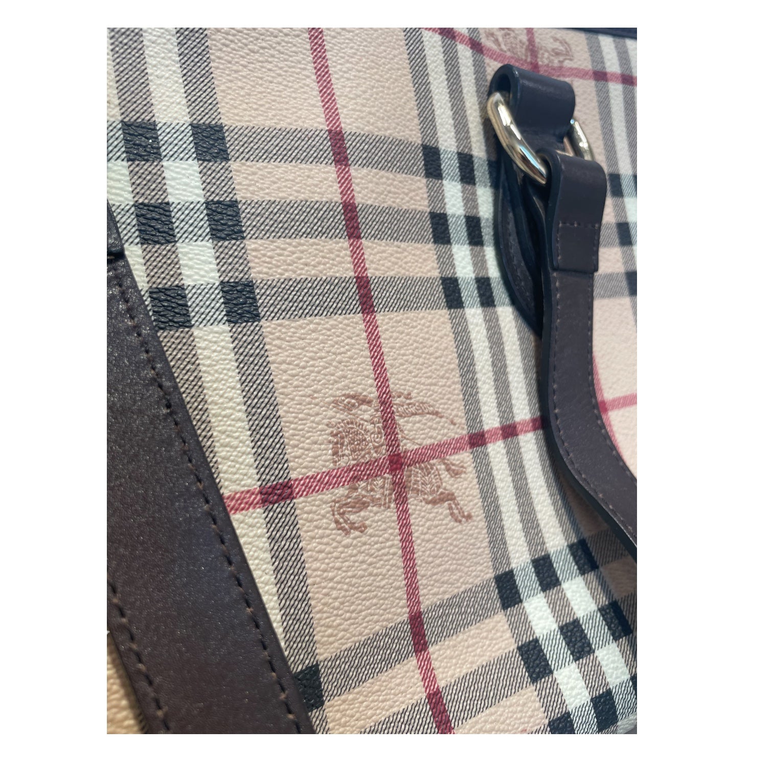 BURBERRY/Tote Bag/Stripe/BEG/haymarket check tote view 6
