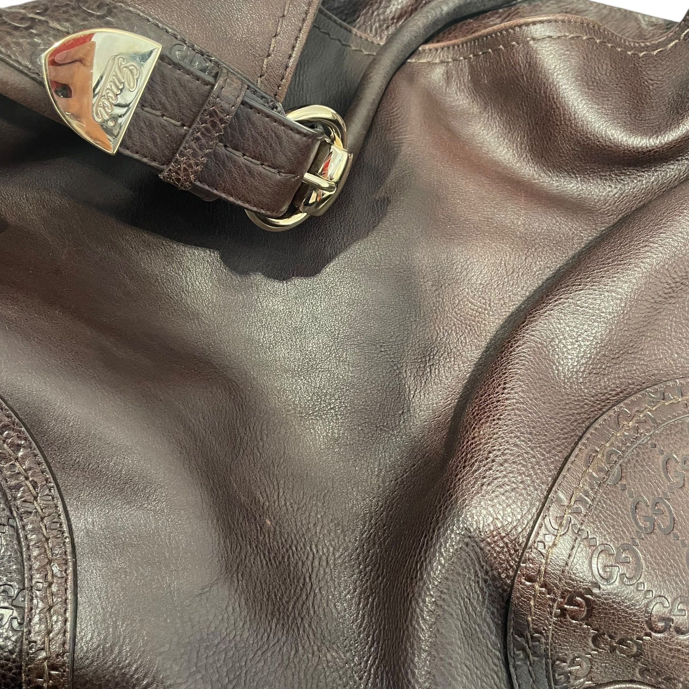 GUCCI/Tote Bag/Leather/BRW/GG Supreme Signoria BRW view 5