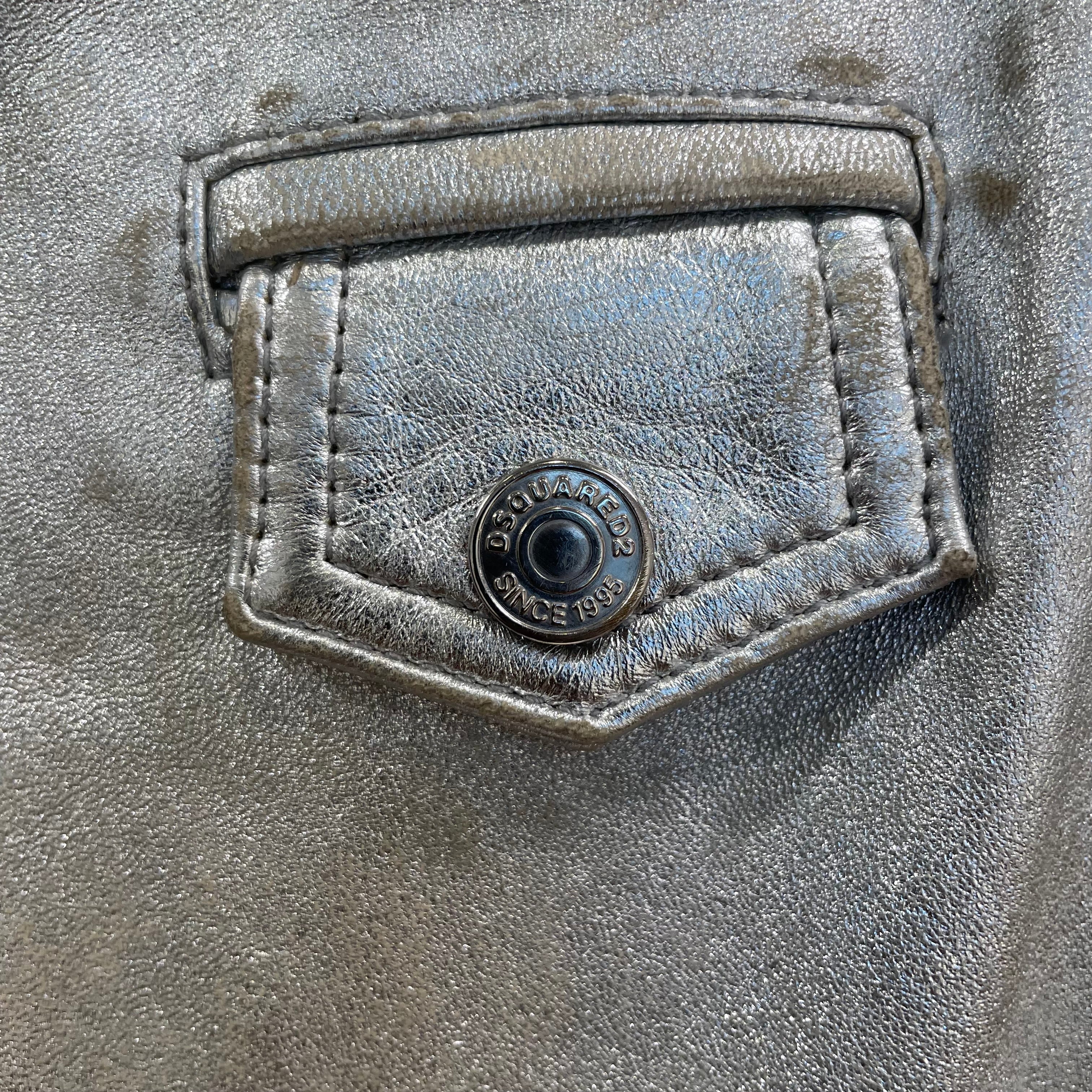 DSQUARED2/Skirt/38/Leather/SLV/asymmetrical zipper view 4
