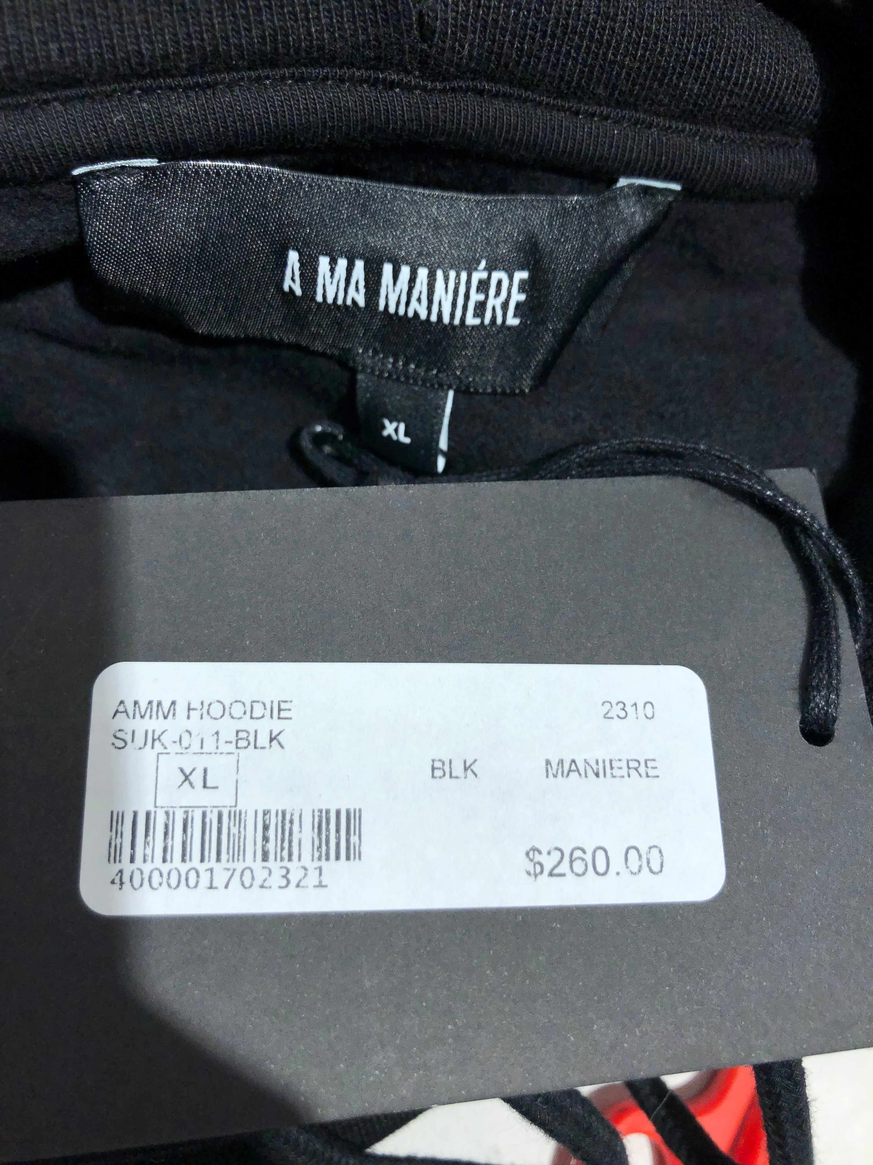A MA MANIERE/Hoodie/XL/Cotton/BLK/Pullover/white lettering view 3