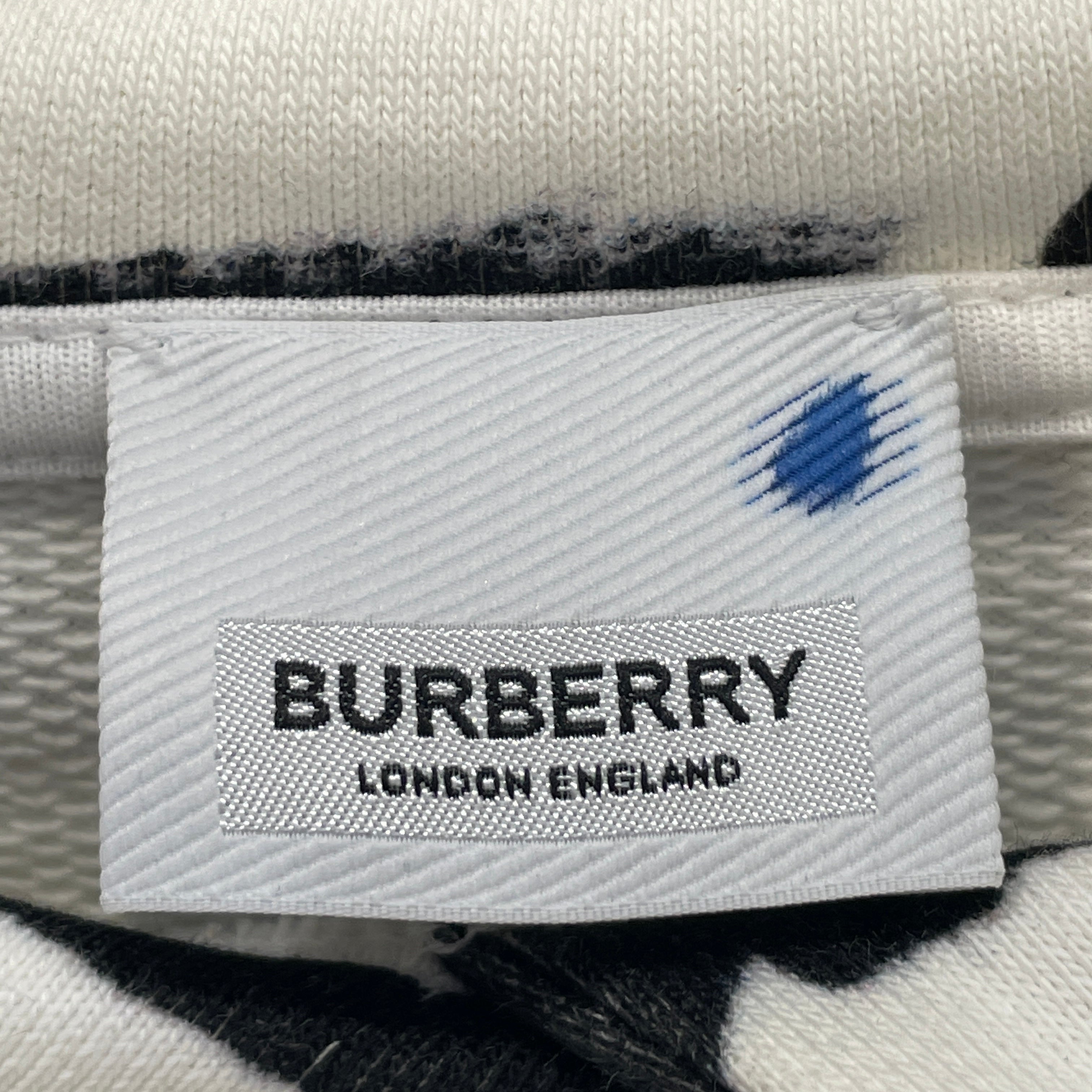 BURBERRY/Hoodie/S/All Over Print/Cotton/WHT/b&w watercolor view 4