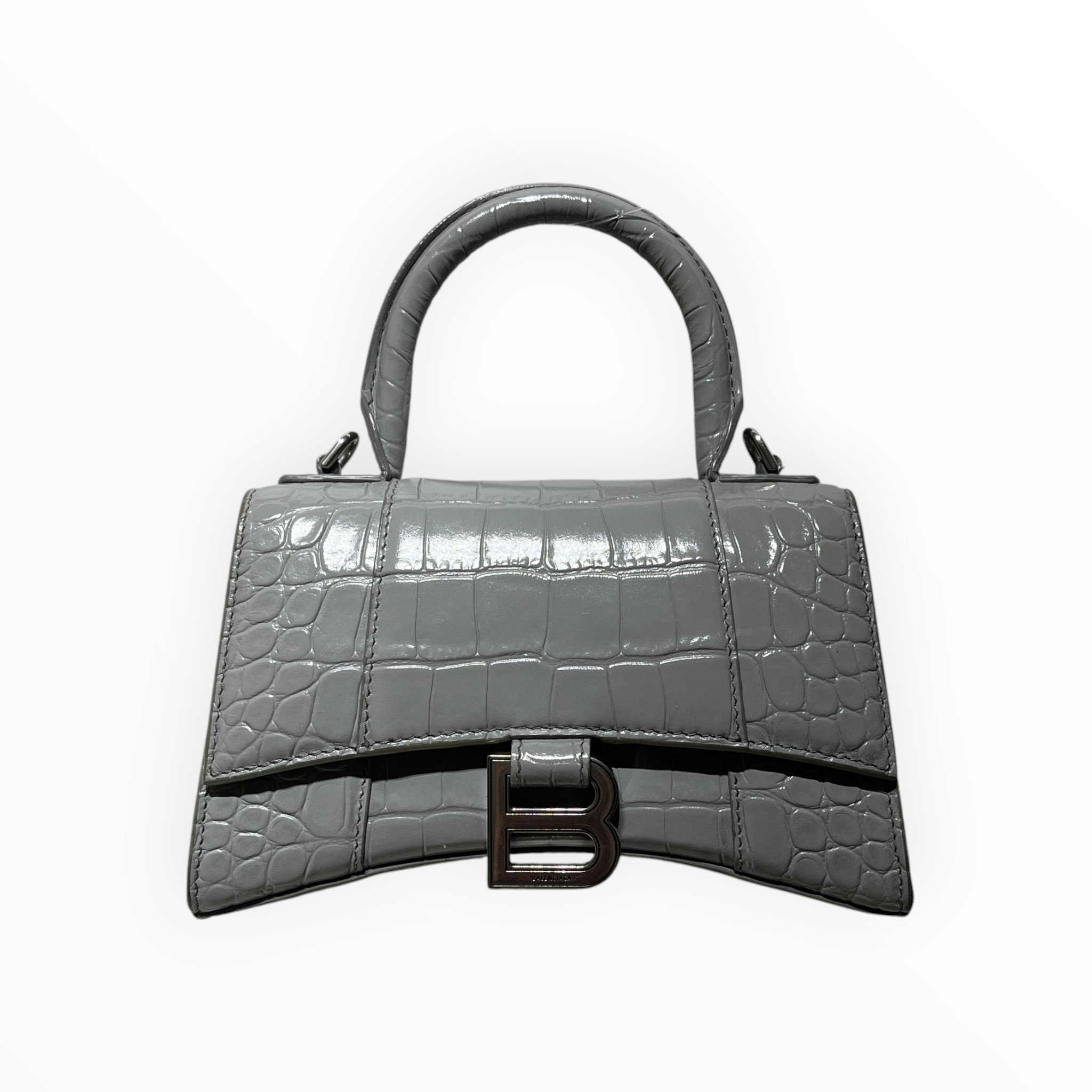 BALENCIAGA/Cross Body Bag/Animal Pattern/Leather/GRY/HOURGLASS MINI CROC view 3