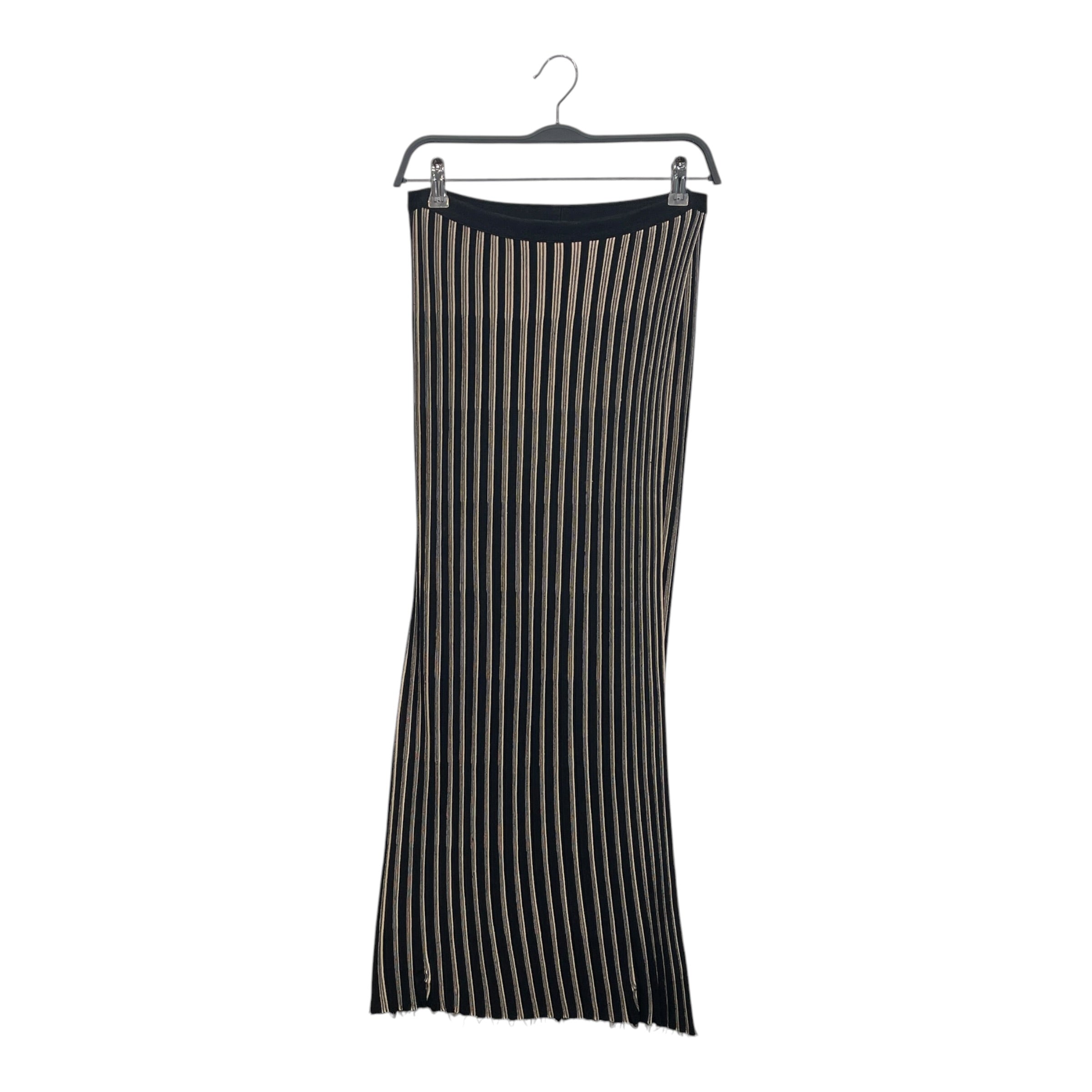 Helmut Lang/Long Skirt/M/Stripe/Polyester/BLK/Maxi Length/BEIGE STRIPE WRAP SKIRT view 1