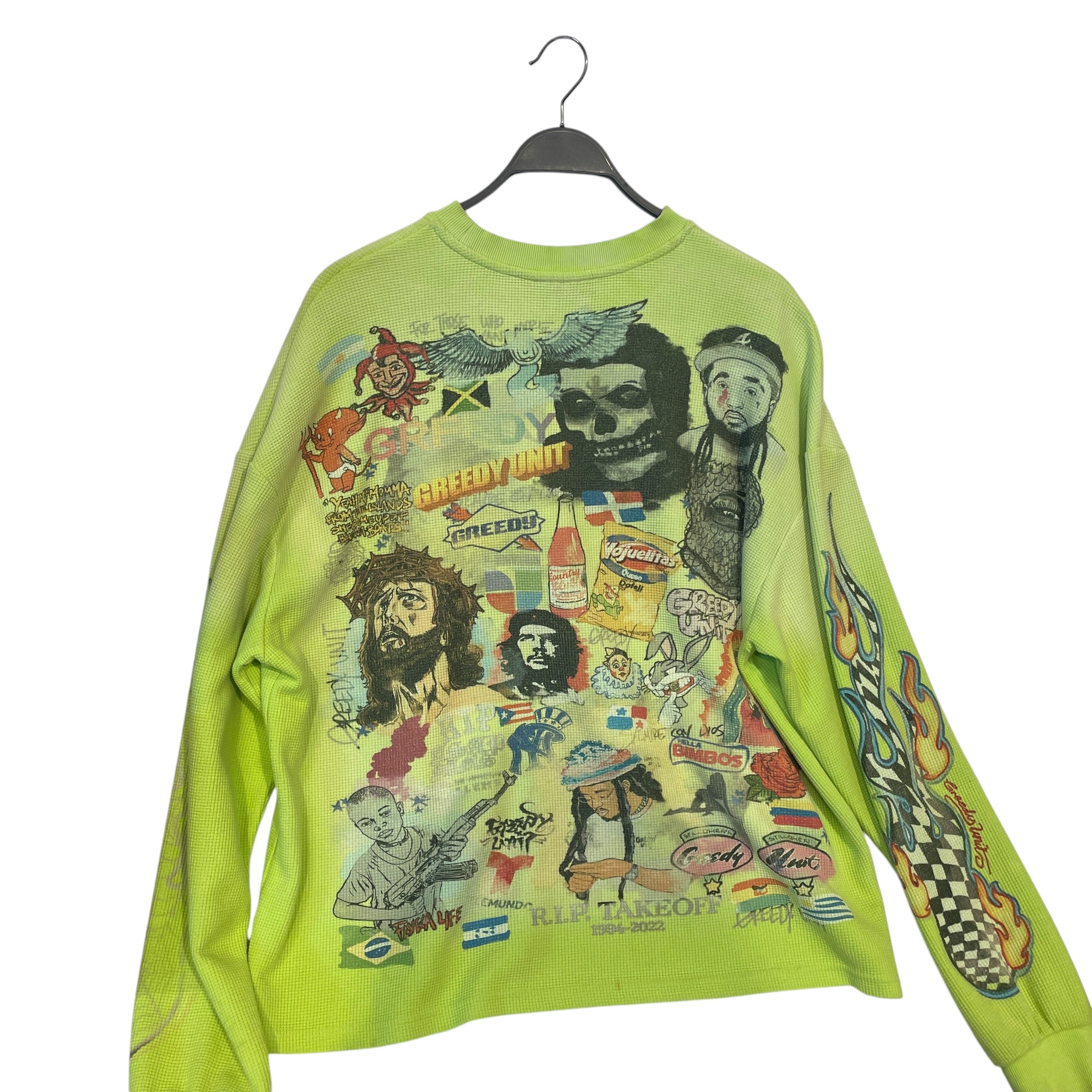 GREEDY UNIT/LS T-Shirt/M/Cotton/GRN/All Over Print/ view 6