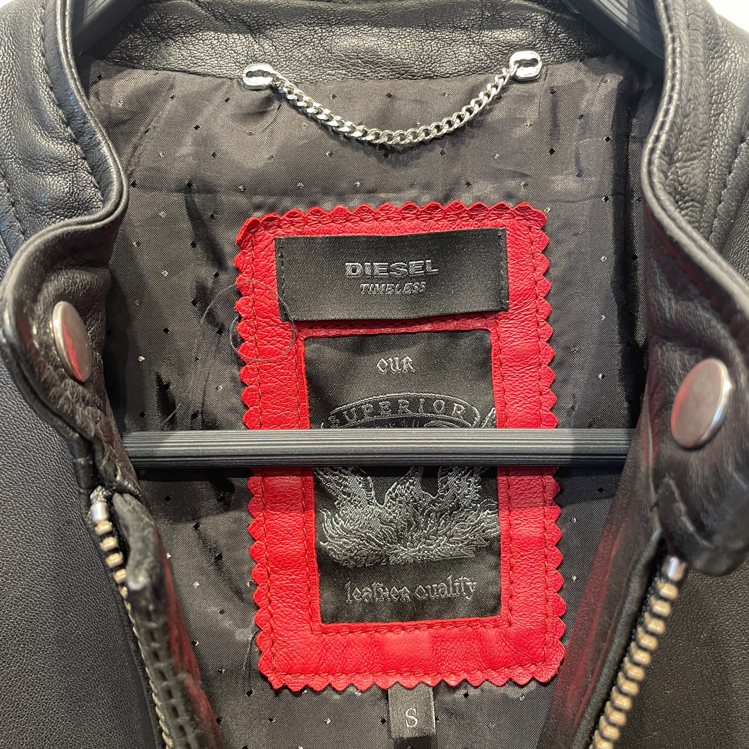 DIESEL/Leather Jkt/S/Lambskin/BLK/SMALL PATCH ON LEFT ARM view 4