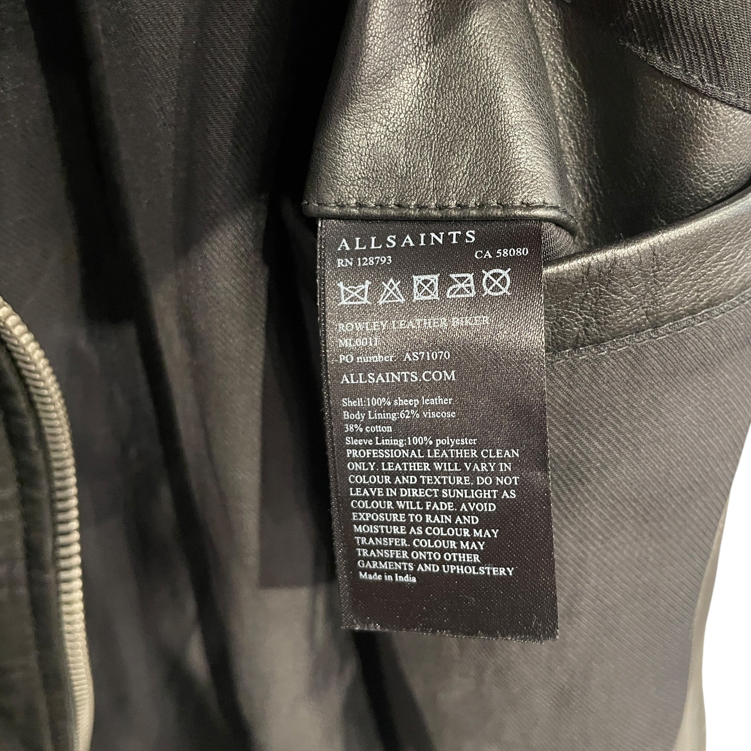 ALLSAINTS/Leather Jkt/XS/Sheepskin/BLK/ROWLEY BIKER JACKET view 4