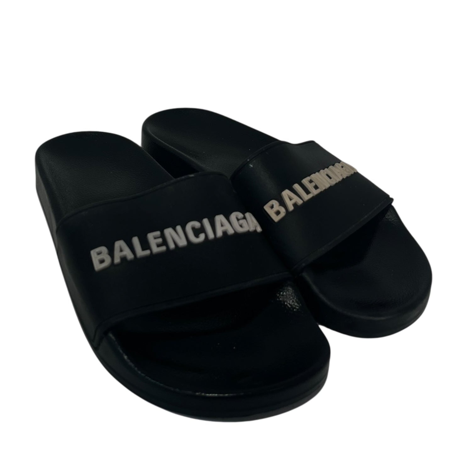 BALENCIAGA/Sandals/US 5/Leather/BLK/BLACK BALENCI SLIDES view 1