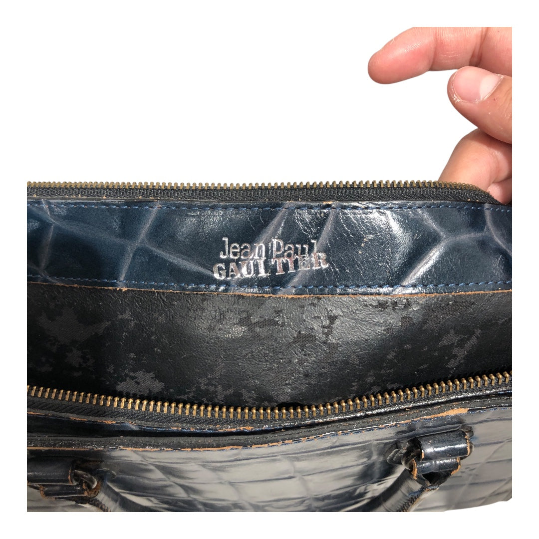 Jean Paul Gaultier/Hand Bag/Leather/NVY/Croc-Embossed view 5