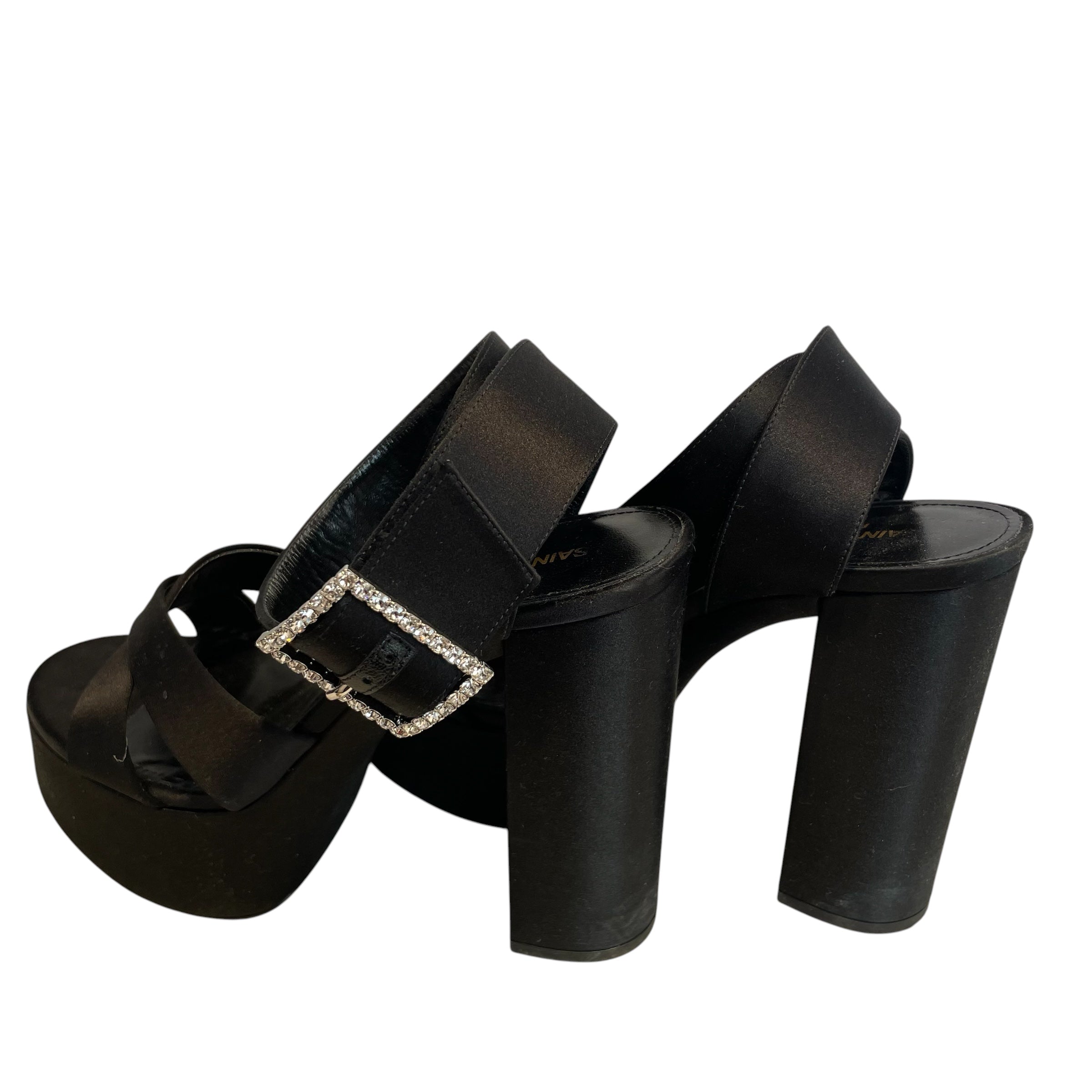 SAINT LAURENT/Heels/EU 38/Leather/BLK/ap762969/diamond buckle/platfo view 2