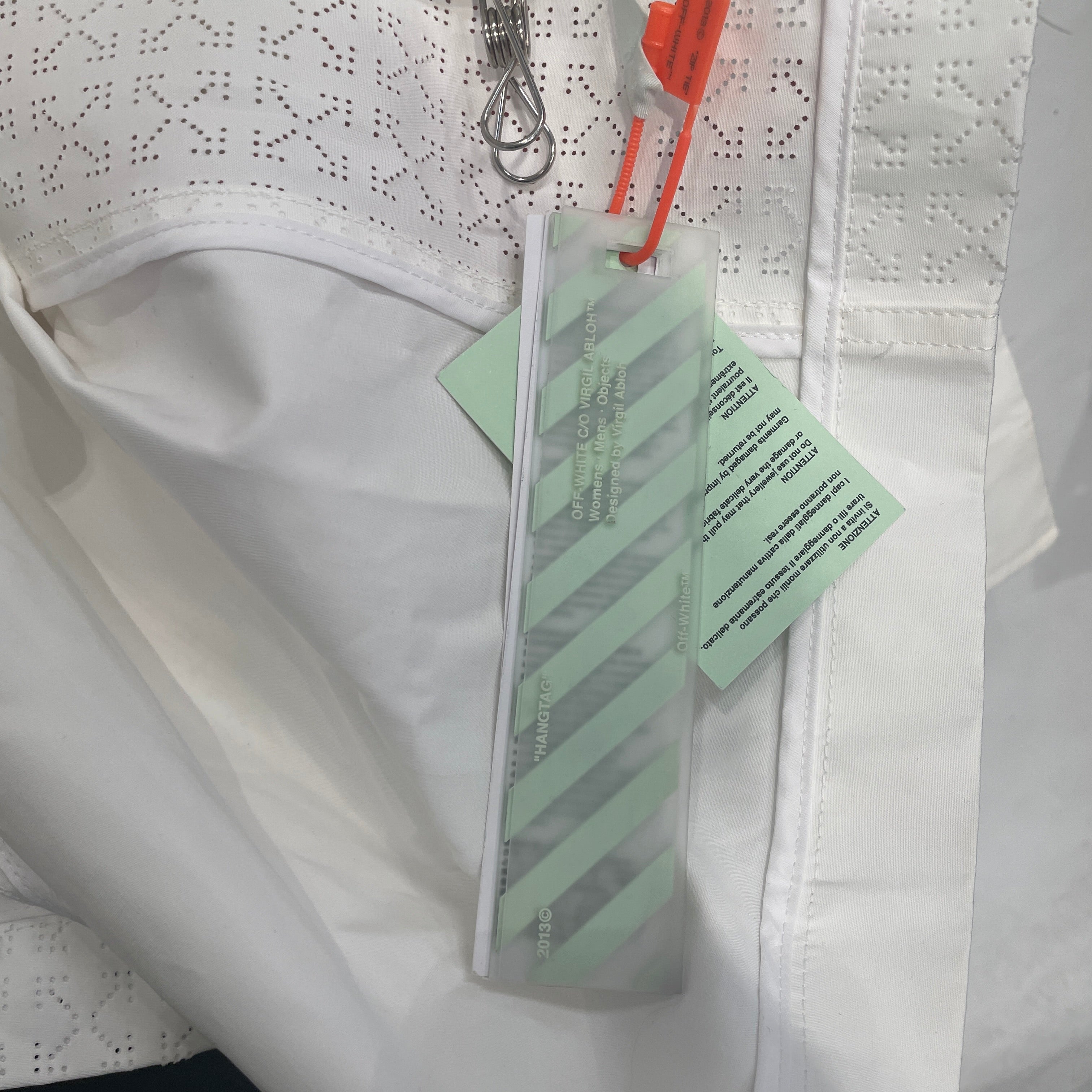 OFF-WHITE/Tailored Jkt/42/Cotton/WHT/LASER CUIT WAIST TIE COAT view 6