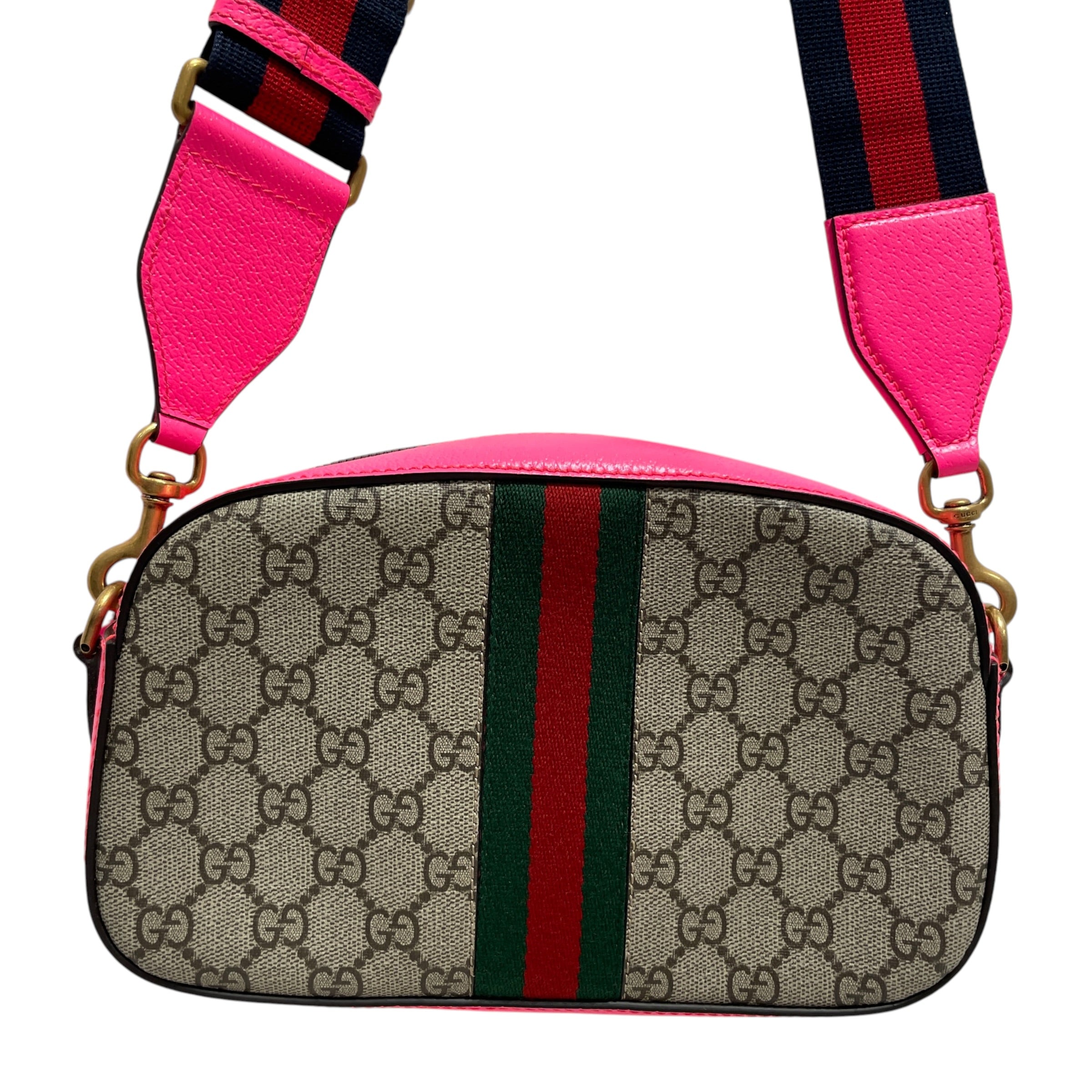 GUCCI/Cross Body Bag/Monogram/Leather/MLT/Beige Ebony Fuchsia view 3