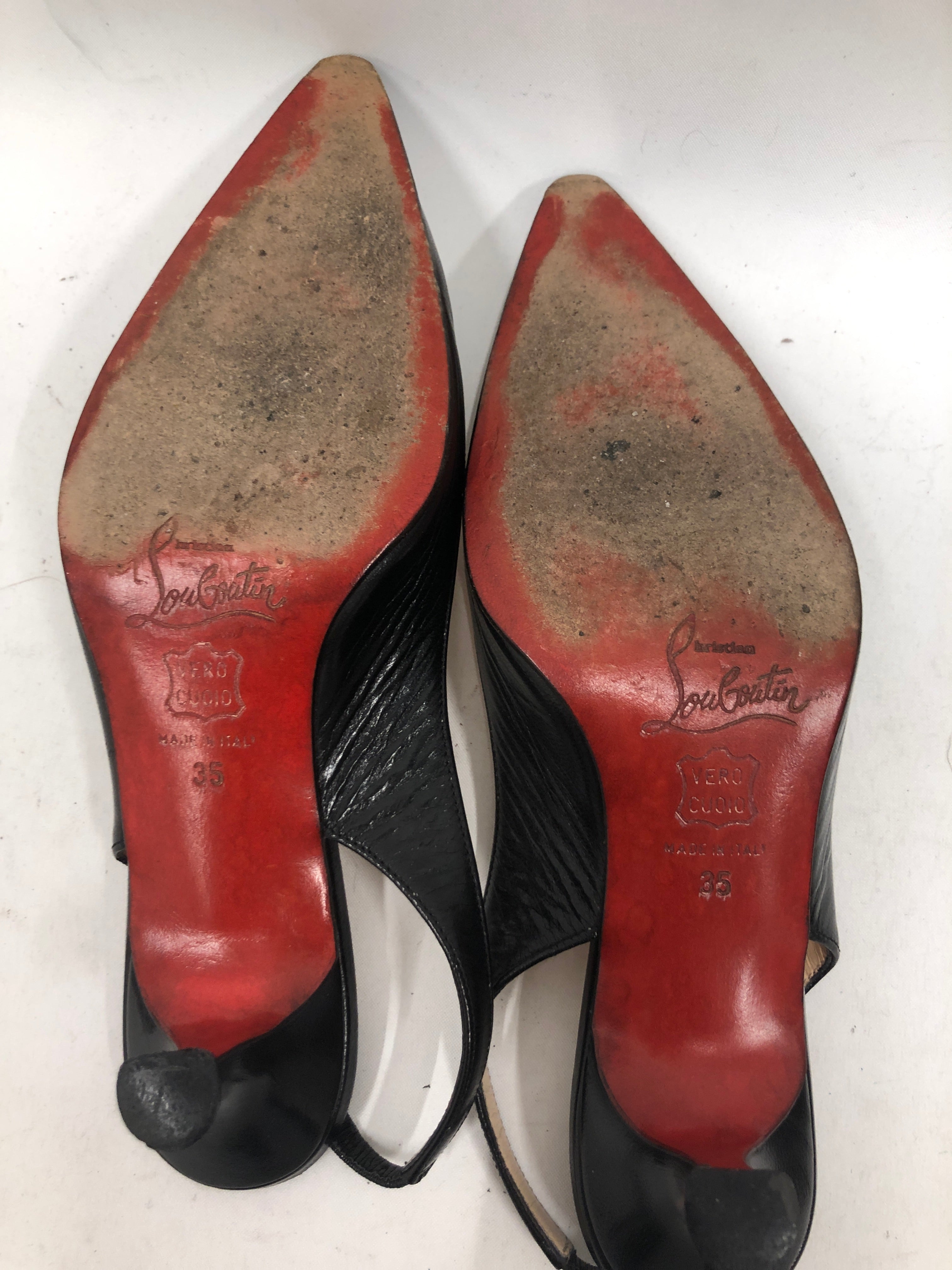 Christian Louboutin/Heels/EU 35/Leather/BLK/Pointed-Toe/Kitten view 3