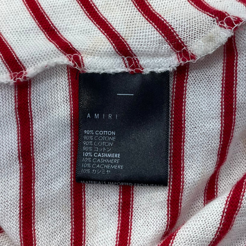 AMIRI/T-Shirt/XL/Cotton/WHT/Stripe/RED STRIPE TEE/DSTRESS BOTTOM