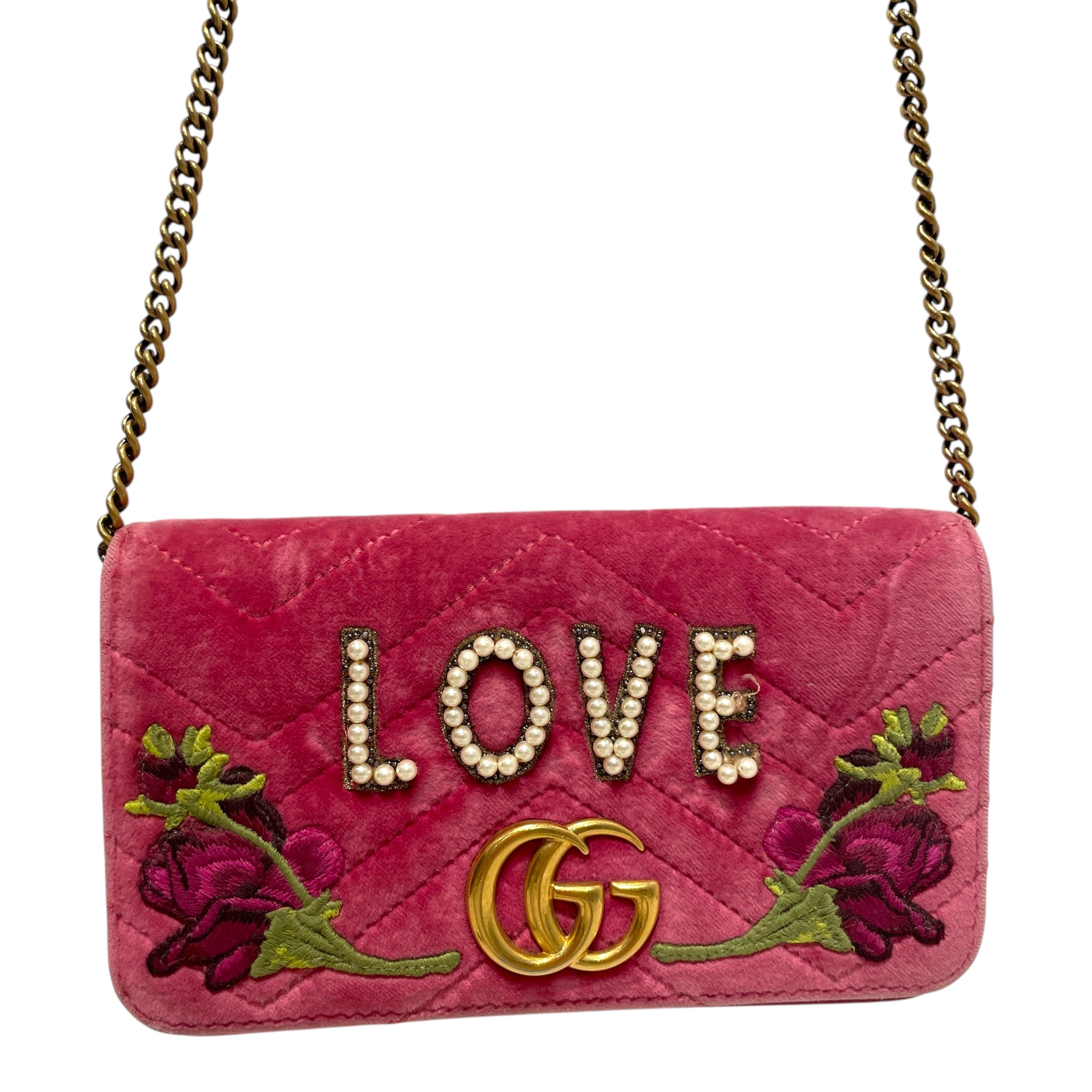 GUCCI/Cross Body Bag/Floral Pattern/Suede/PNK/GG Marmont Matelasse Love Bag view 2