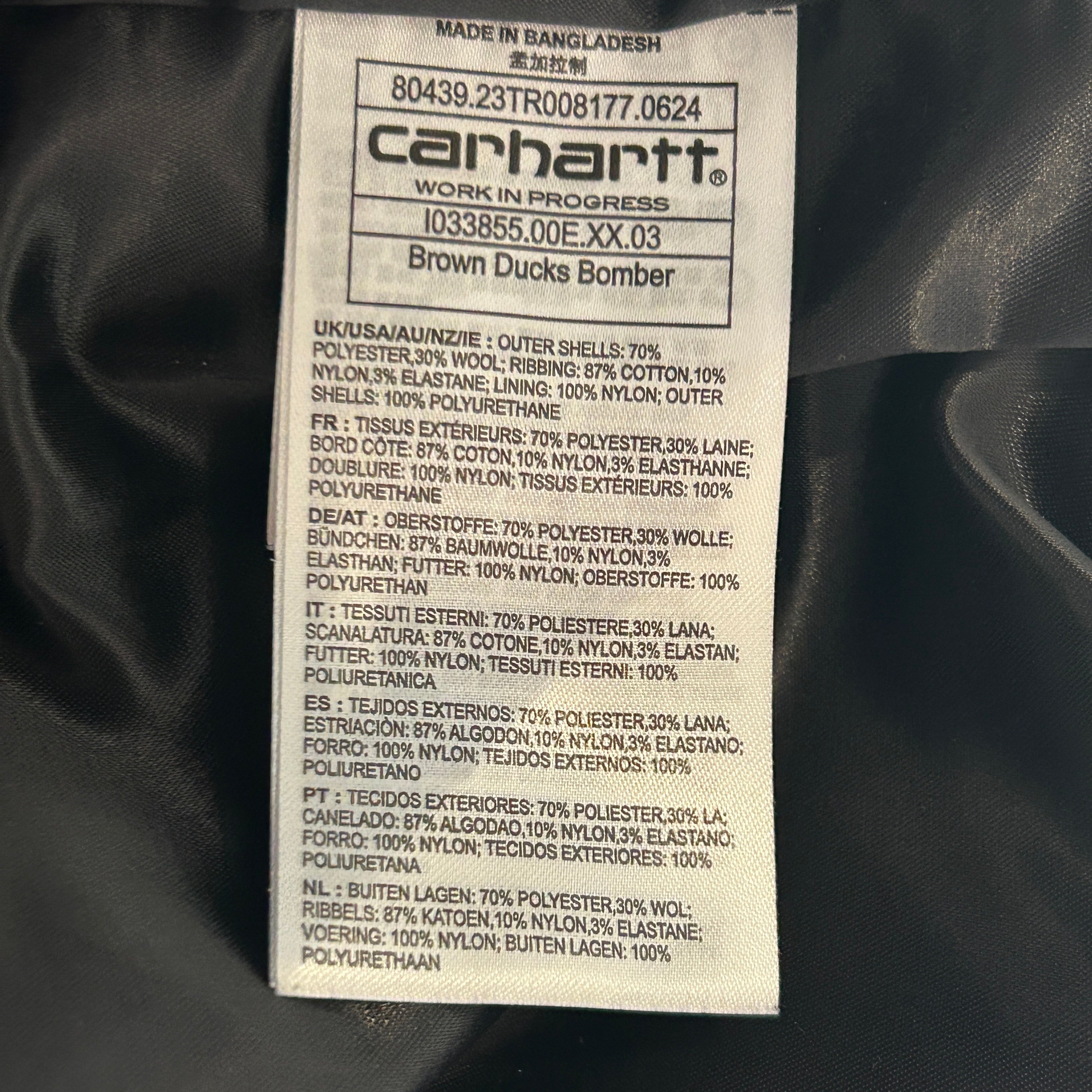 CARHARTT WIP(WORK IN PROGRESS)/Jacket/S/Polyester/BLK/Brown Ducks Bomber Varsity view 4