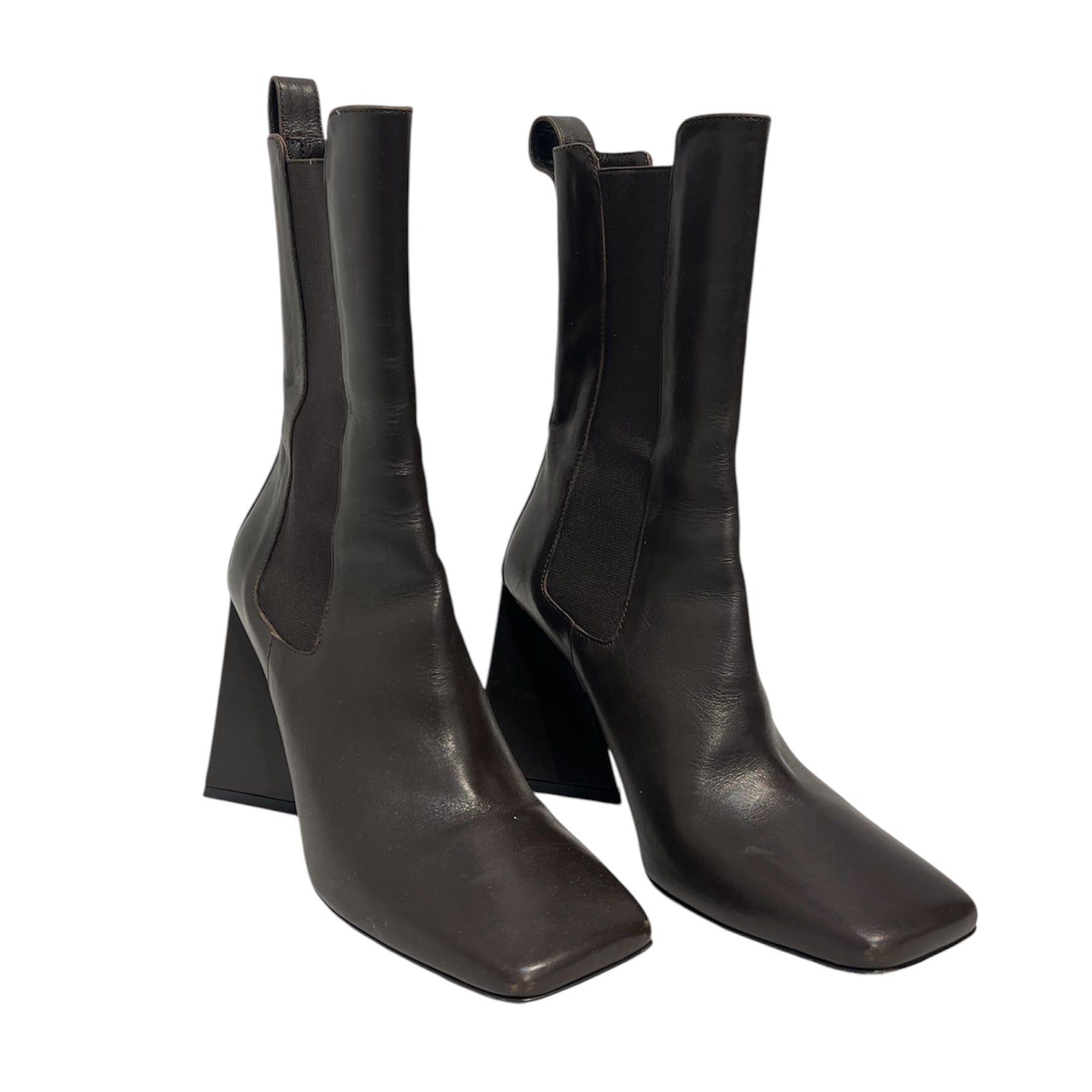 THE ATTICO/Chelsea Boots/EU 37/Leather/BRW/triangle heel chelsea boot view 1
