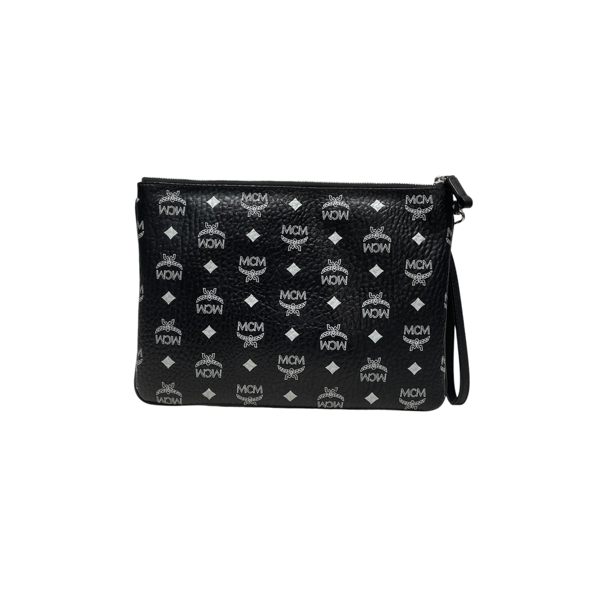 MCM/Pouch/Leather/BLK/blk wht view 2