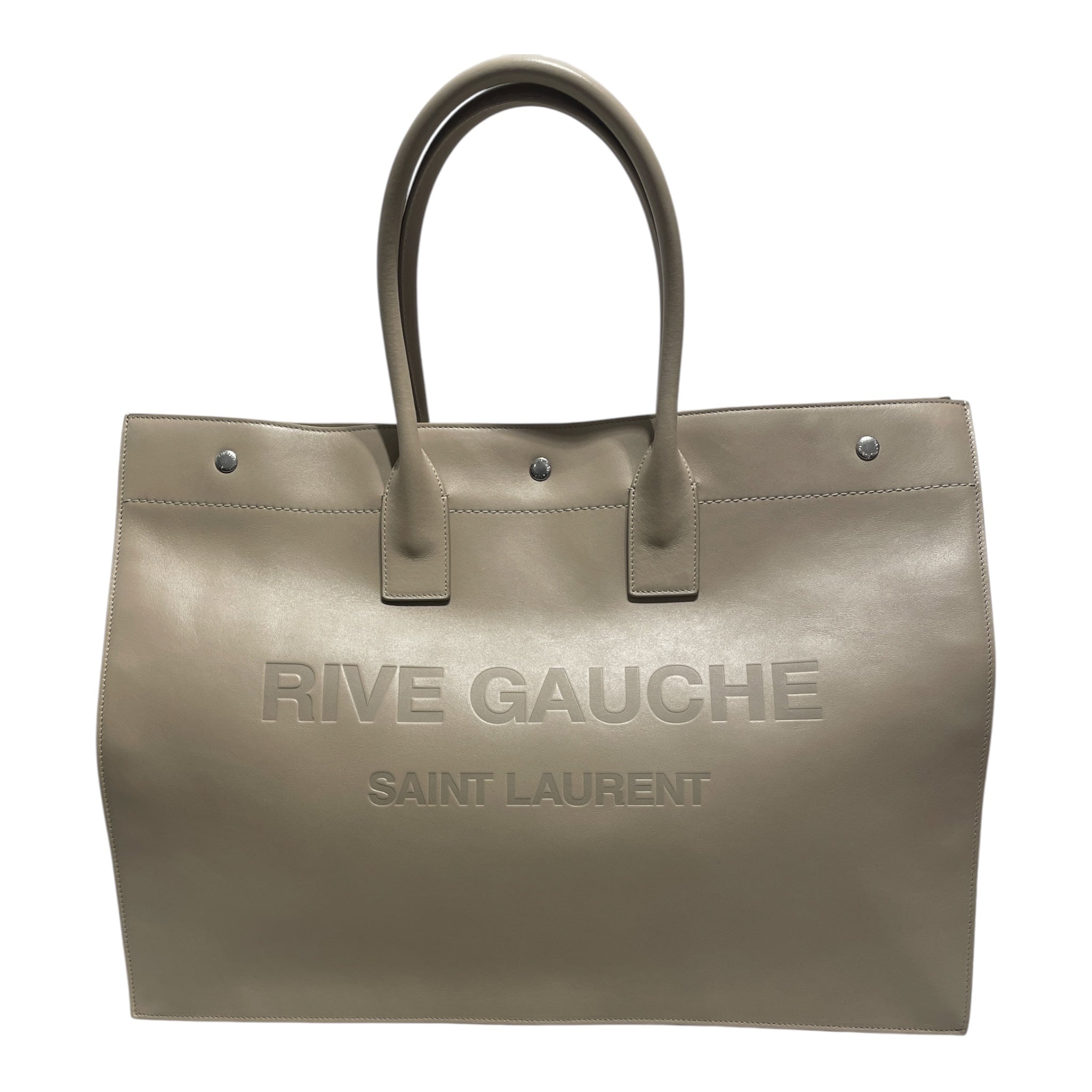 SAINT LAURENT/Tote Bag/Leather/BEG/Calfskin Rive Gauche Large Tot view 1