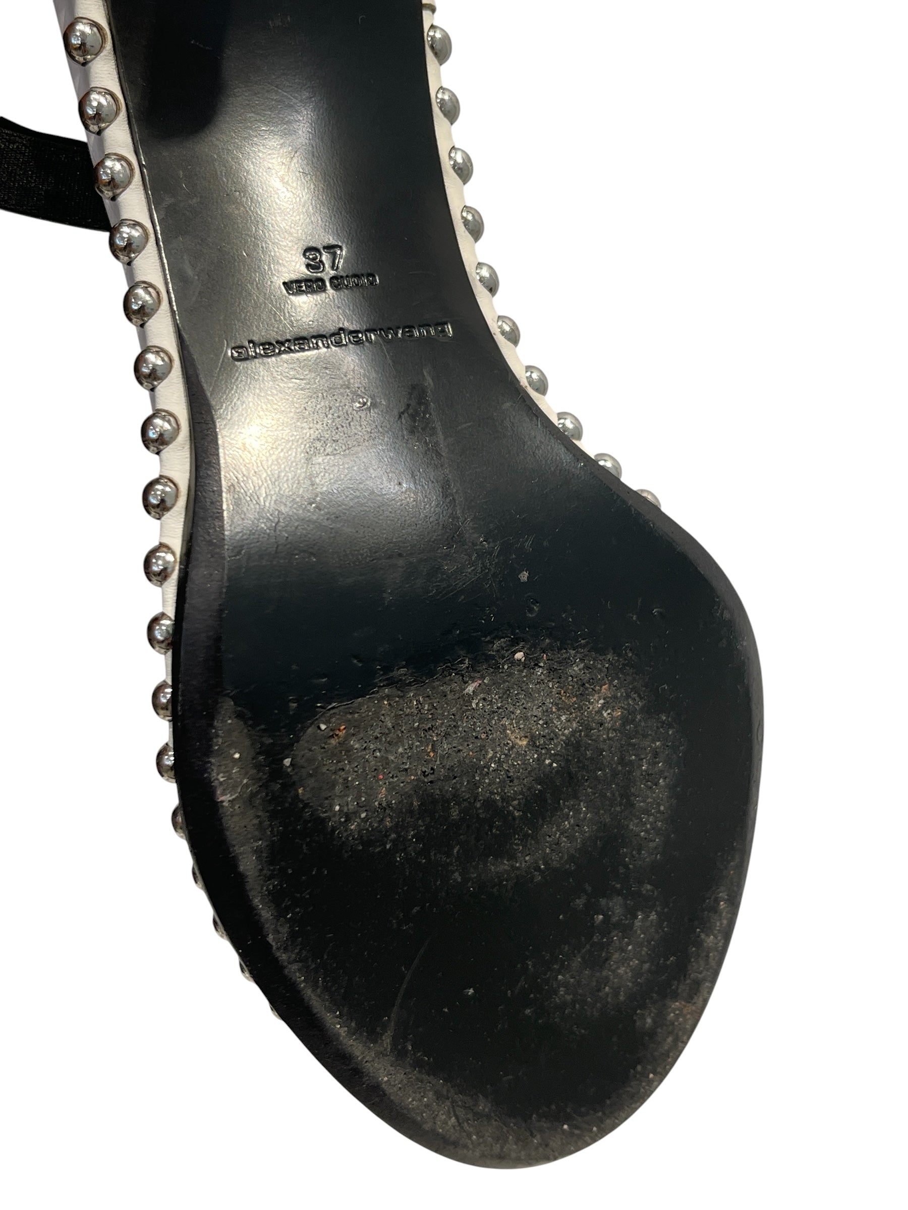 Alexander Wang/Heels/EU 37/Leather/WHT/Slip-on/SILVER ALL AROUND STUD/CLEAR S view 3