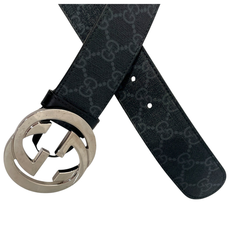 GUCCI/Belt/Monogram/Leather/BLK/