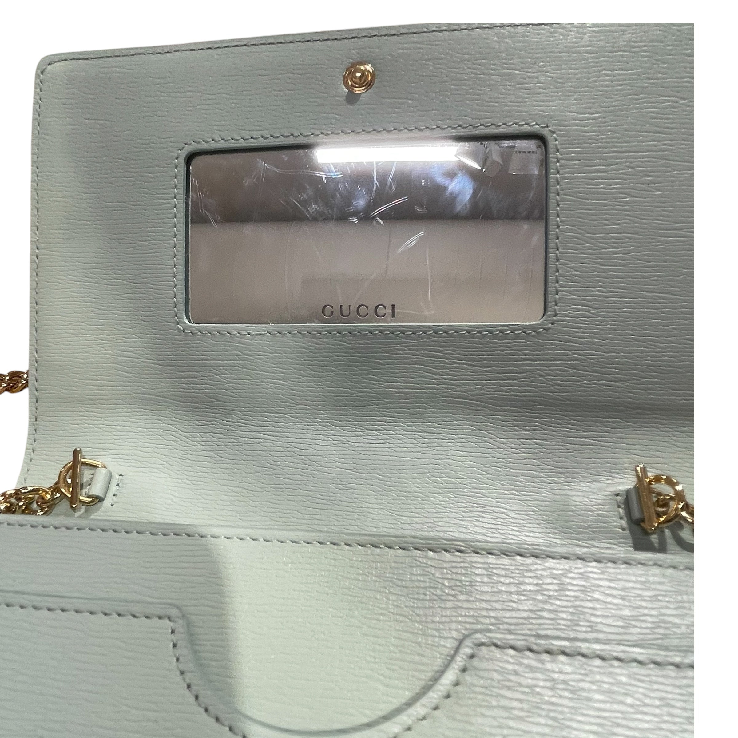 GUCCI/Cross Body Bag/Leather/BLU/Marmont wallet on chain view 7