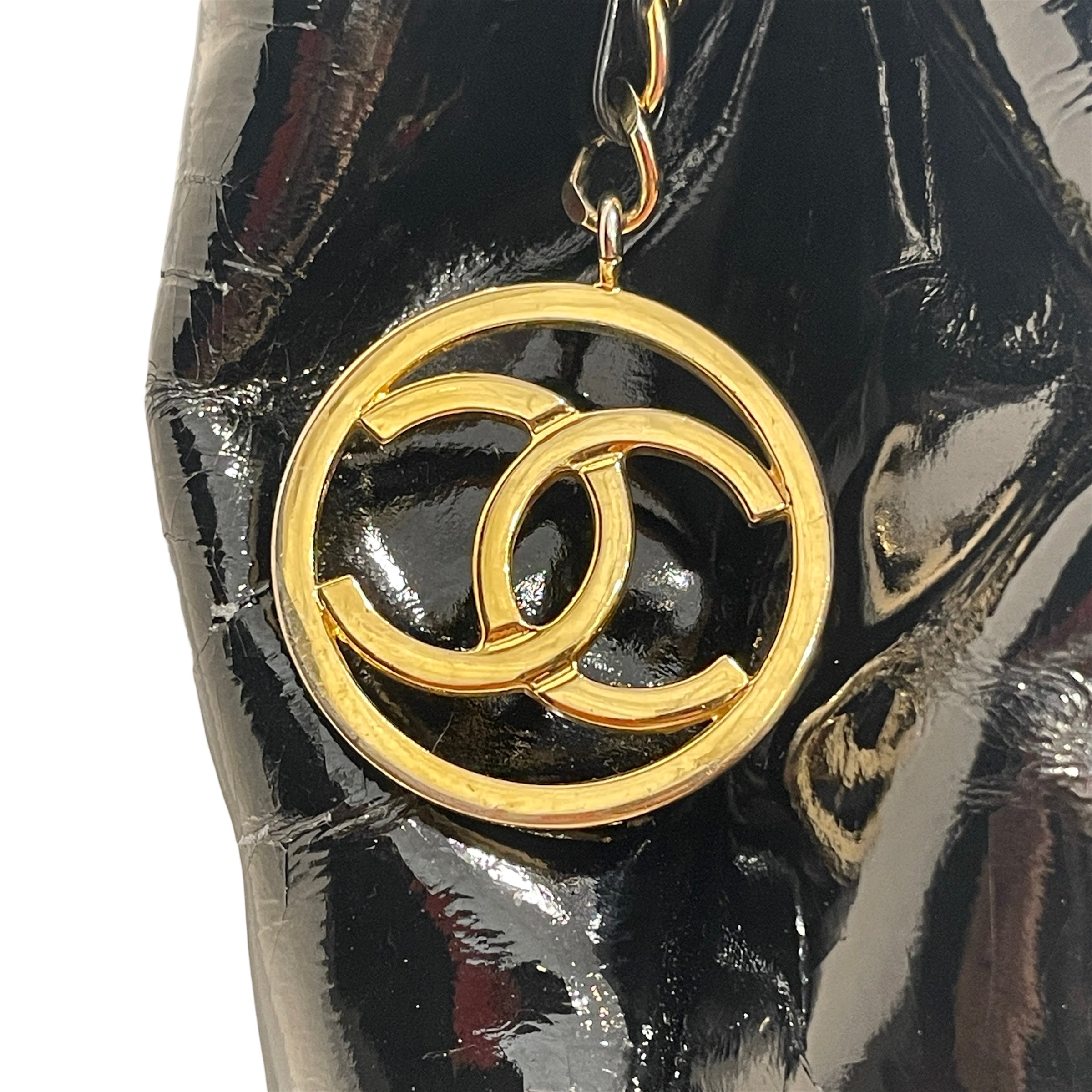 CHANEL/Tote Bag/Leather/BLK/Chain Link Tote view 5