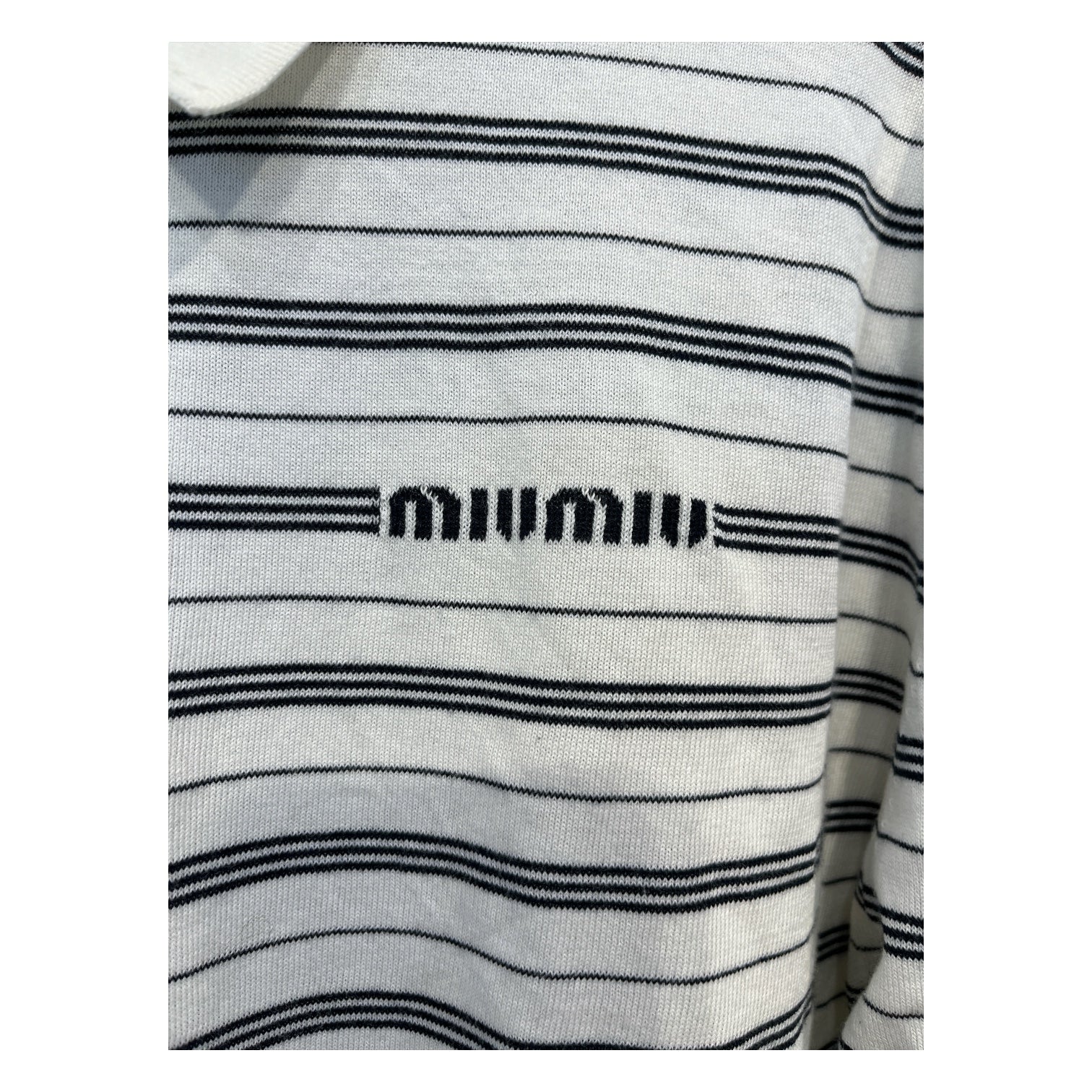 MIU MIU/LS Shirt/L/Cotton/WHT/Stripe/striped ls polo view 3