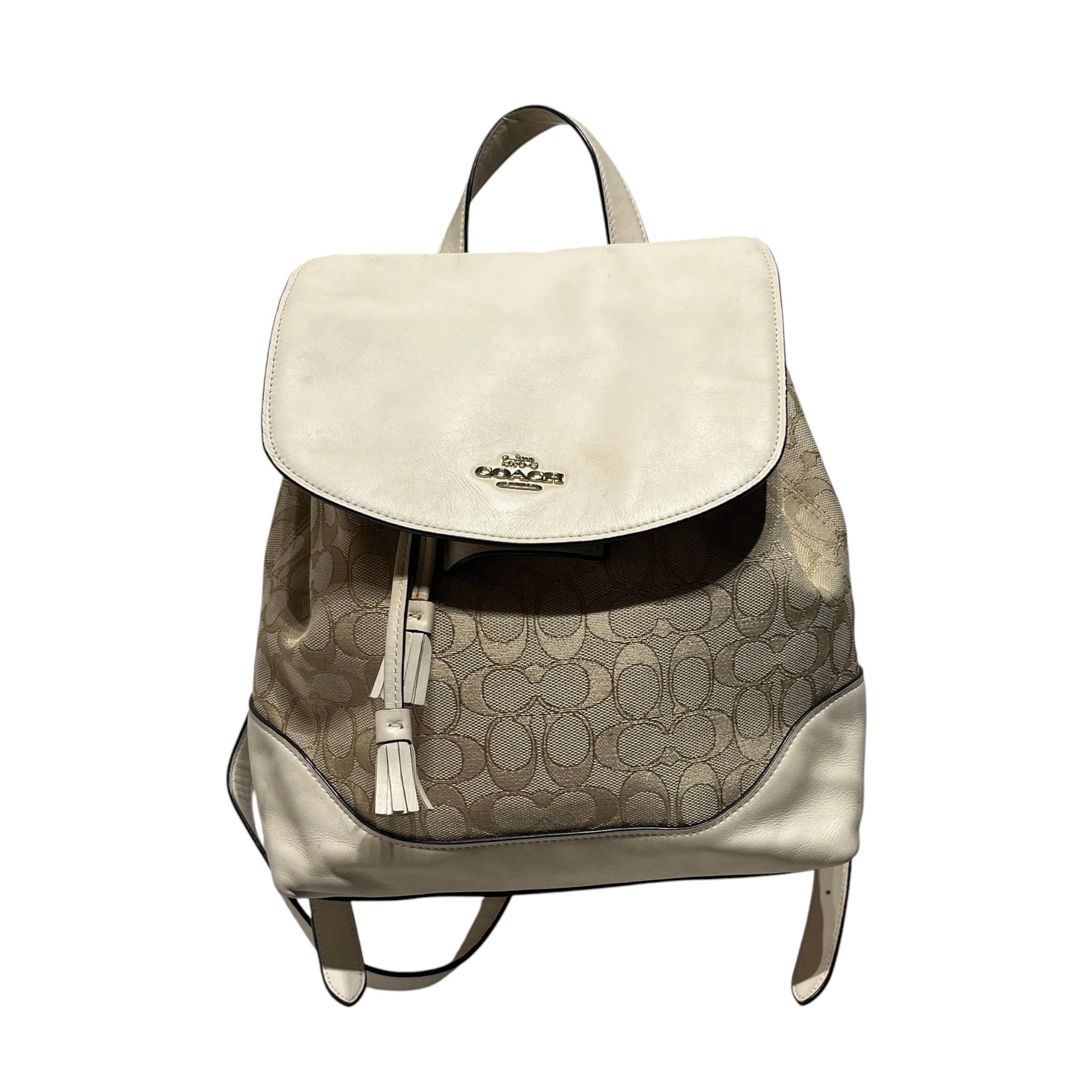 COACH/Backpack/Monogram/Leather/WHT/gold chain backpack view 1