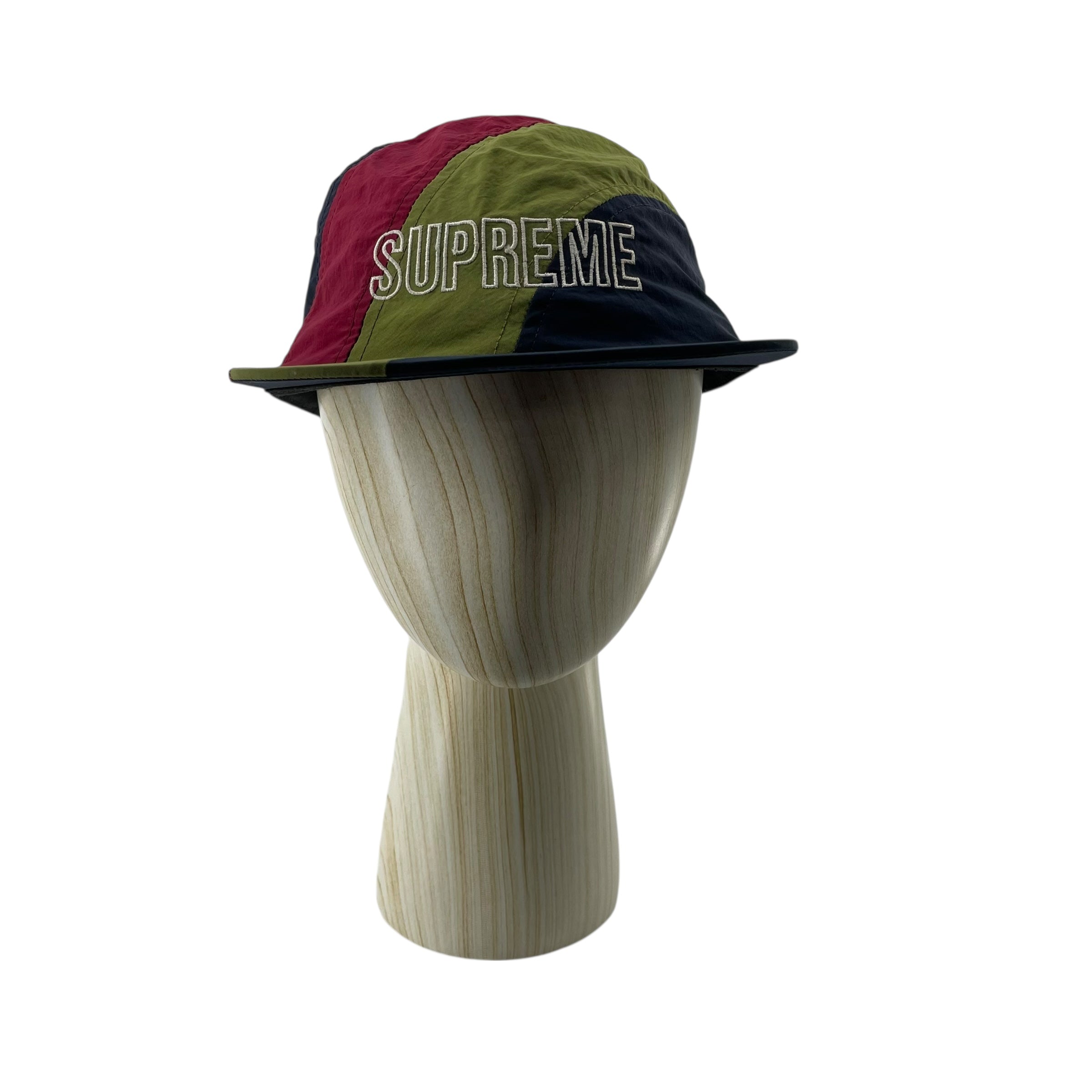 Supreme/Hat/Nylon/MLT/WHI LOGO W GRN/RED/NVY STRIPE view 1