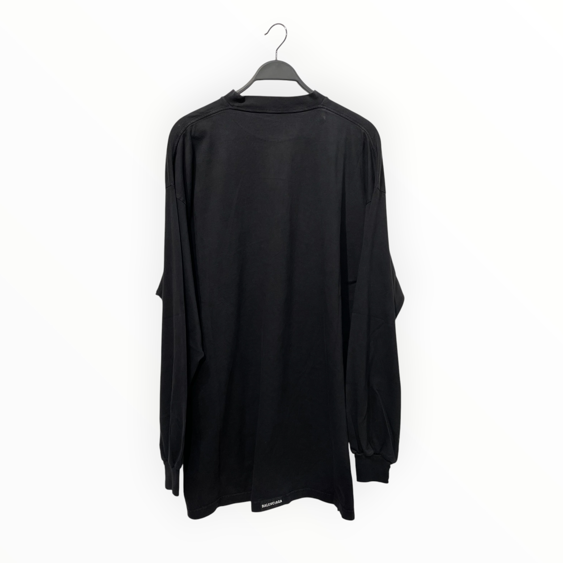 BALENCIAGA/LS T-Shirt/3/Cotton/BLK/blank logo on bottom back view 2