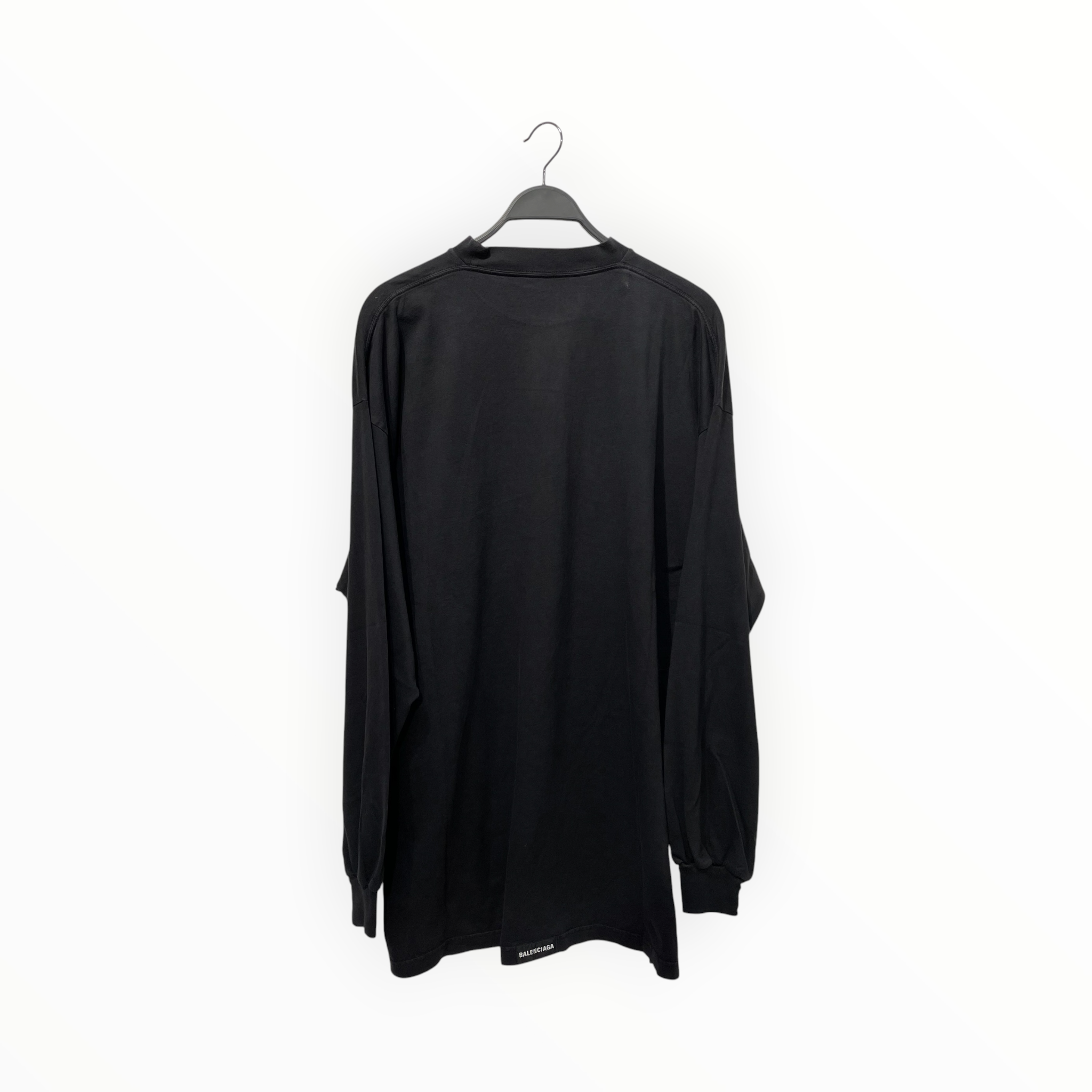 BALENCIAGA/LS T-Shirt/3/Cotton/BLK/blank logo on bottom back view 2