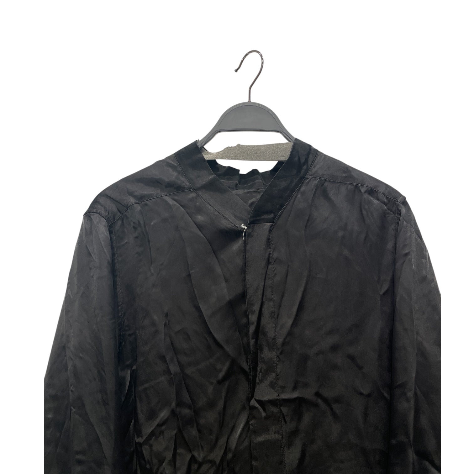 Rick Owens/LS T-Shirt/54/Rayon/BLK/OPEN COLLAR BUTTON UP view 3