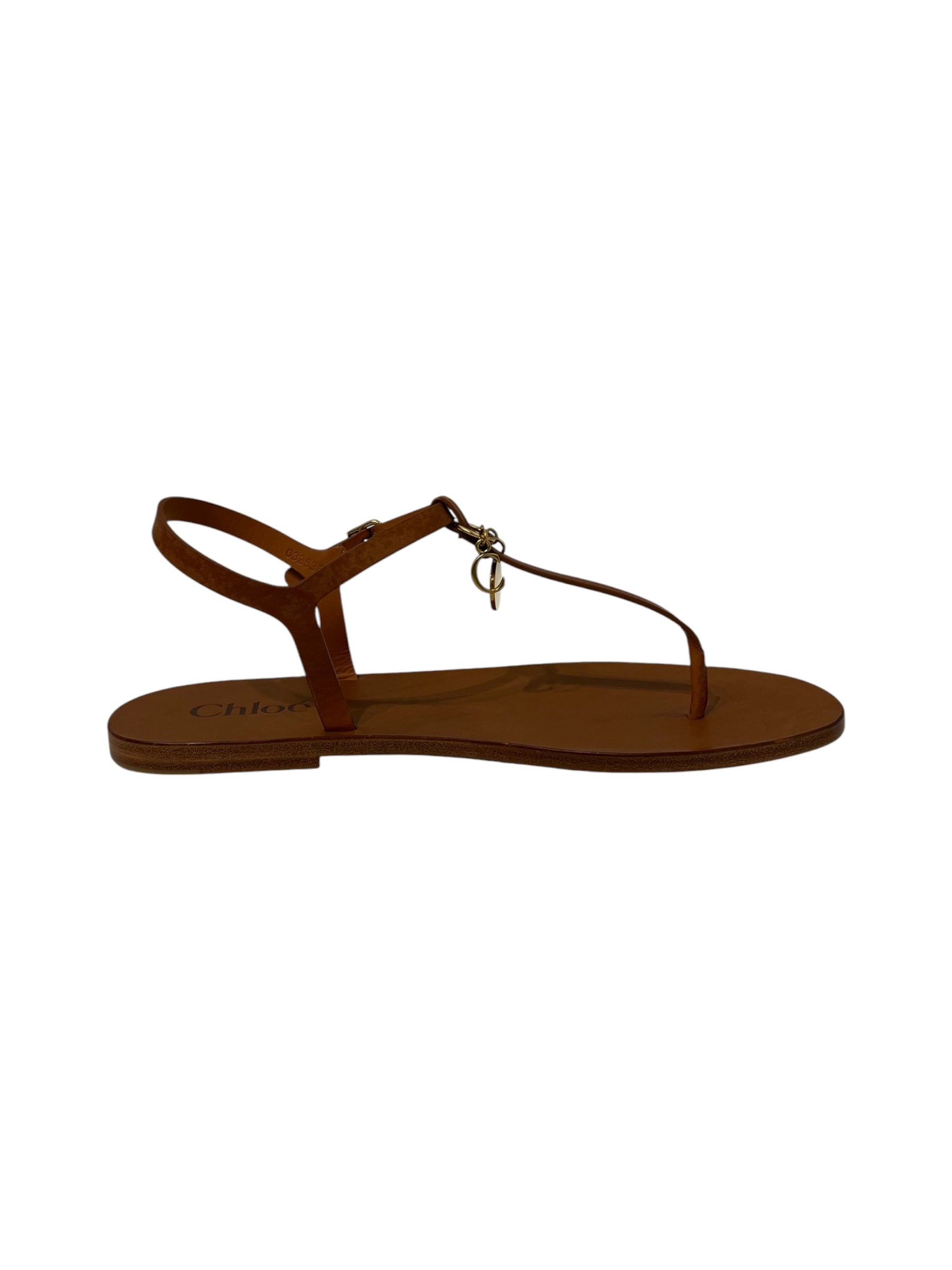 Chloe/Sandals/EU 40/Leather/BRW/Ankle Strap/GOLD LOGO CHARMS THONG view 4