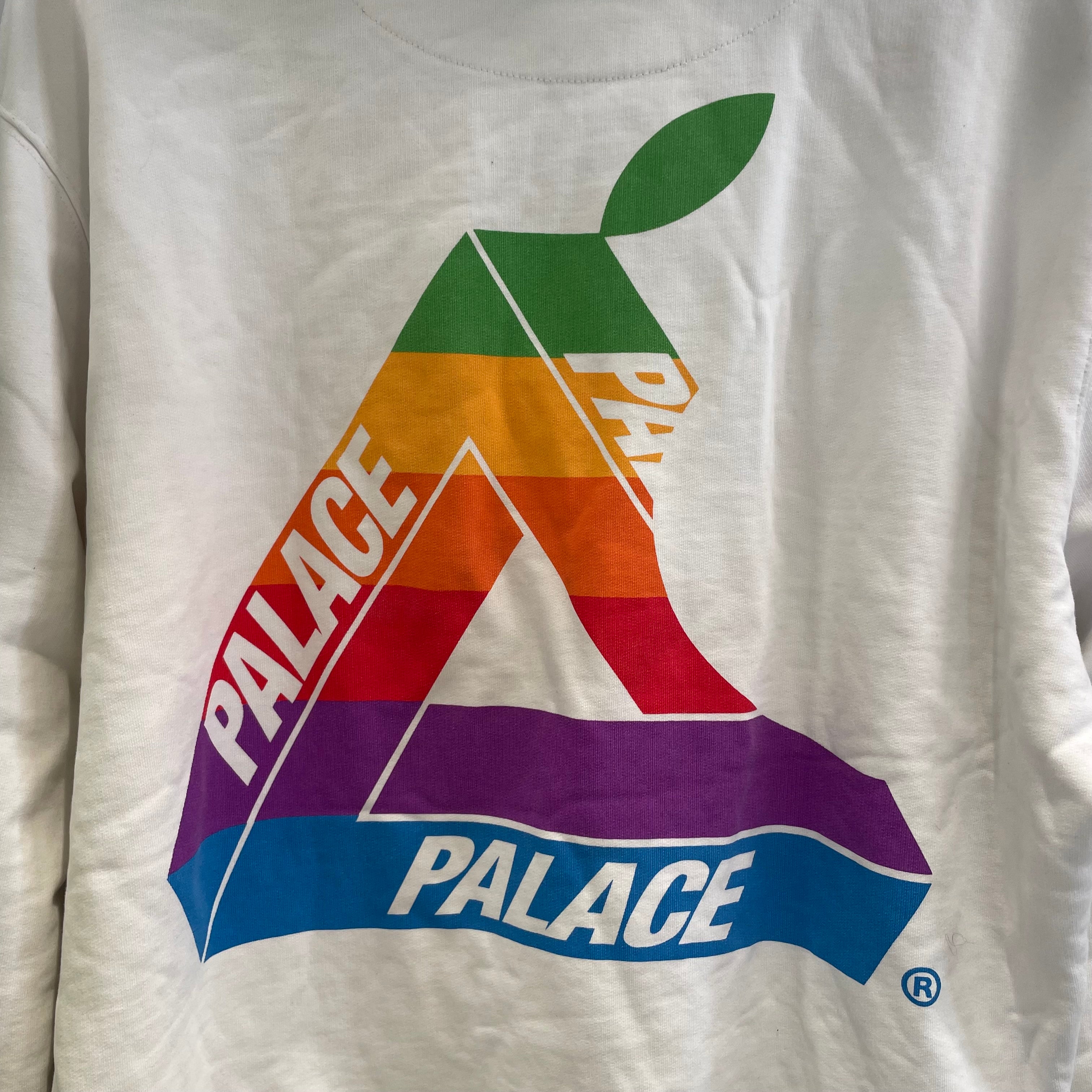 PALACE/Hoodie/L/All Over Print/Cotton/WHT/APPLE WITH BITE OUT ON BACK view 3