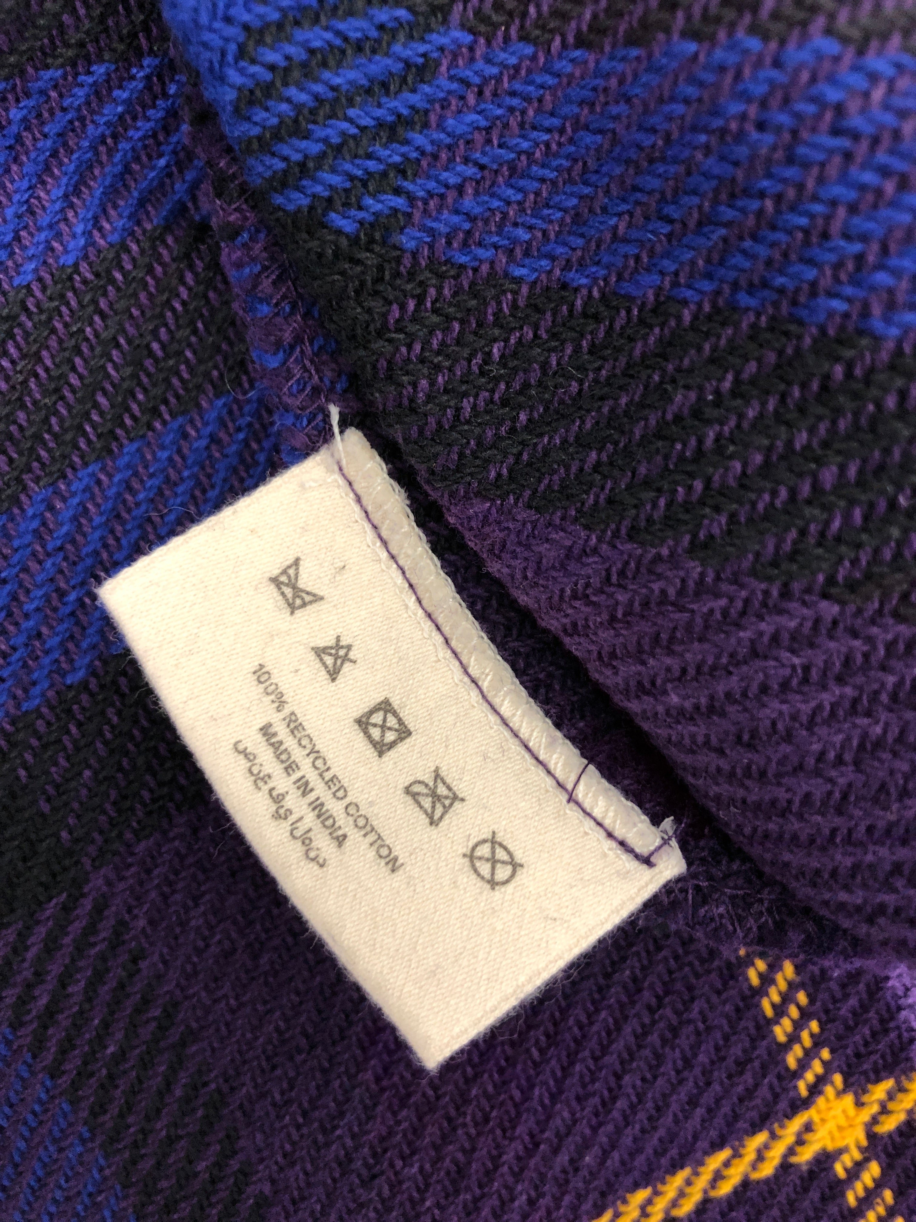 BURBERRY/Tote Bag/Plaid/Cotton/PPL/PURPLE YELLOW BLUE BIG TOTE view 3