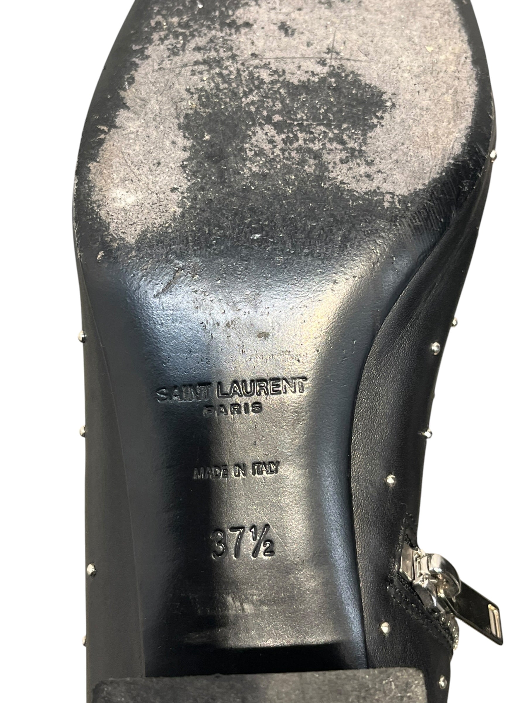 SAINT LAURENT/Ankle Boots/EU 37.5/Polka dot/Leather/BLK/SMALL SILVER STUD DOTS, ZIP view 6
