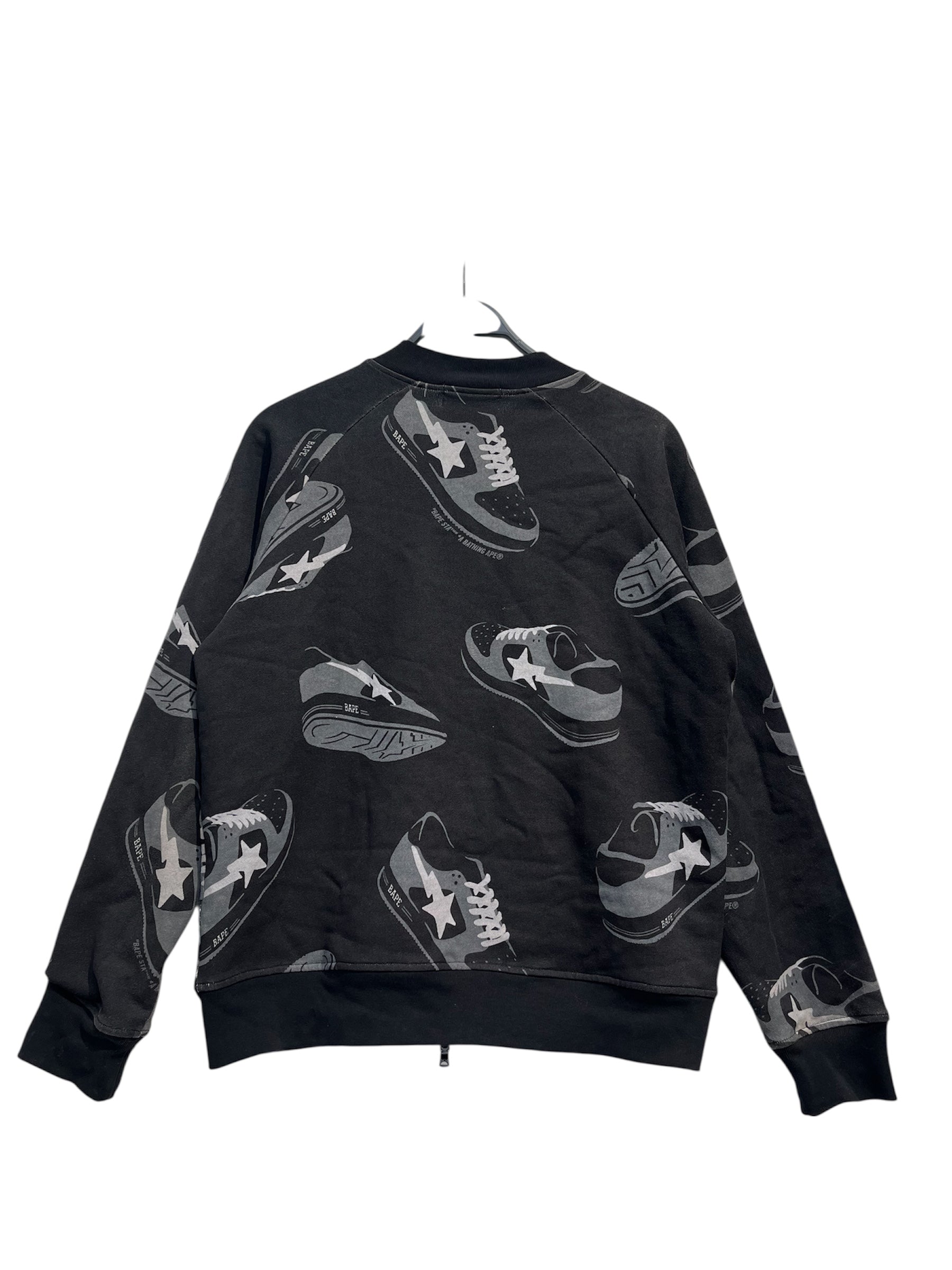 A BATHING APE/Jacket/M/Cotton/BLK/All Over Print/BAPESTA SHOE GRAPHIC ZIP UP view 2
