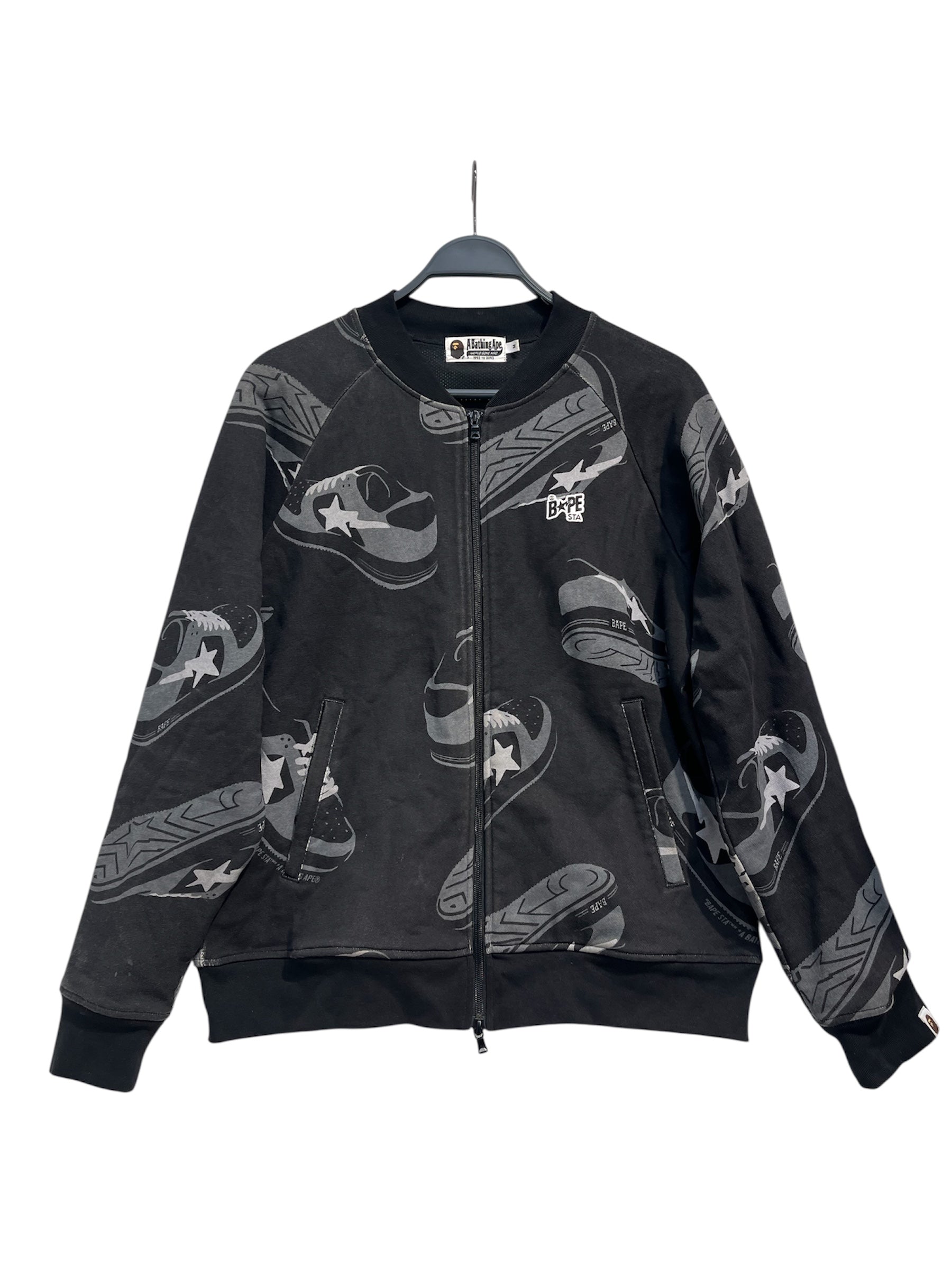 A BATHING APE/Jacket/M/Cotton/BLK/All Over Print/BAPESTA SHOE GRAPHIC ZIP UP view 1