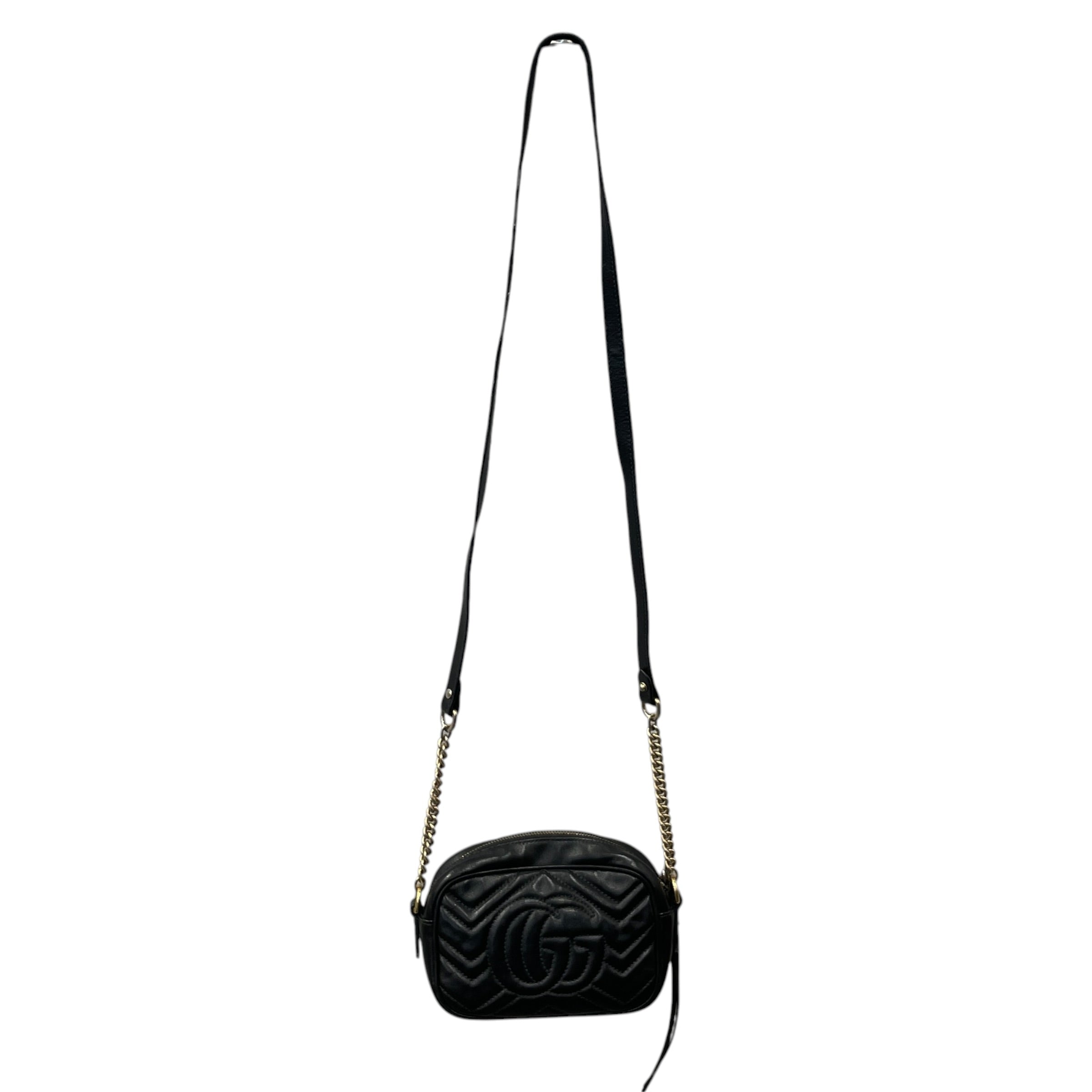 GUCCI/Bag/Leather/BLK/GOLD GUCCI LOGO view 2