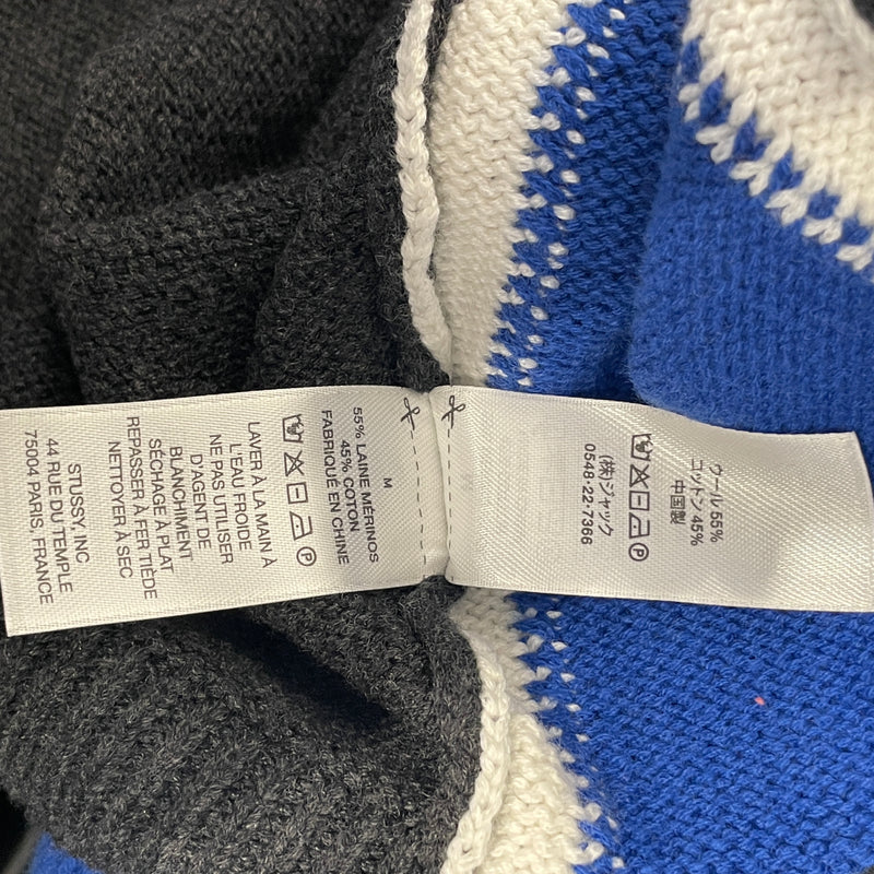 STUSSY/Sweater/M/Stripe/Wool/GRY/BLU/WHTE/GREY STRIPE N ARMS