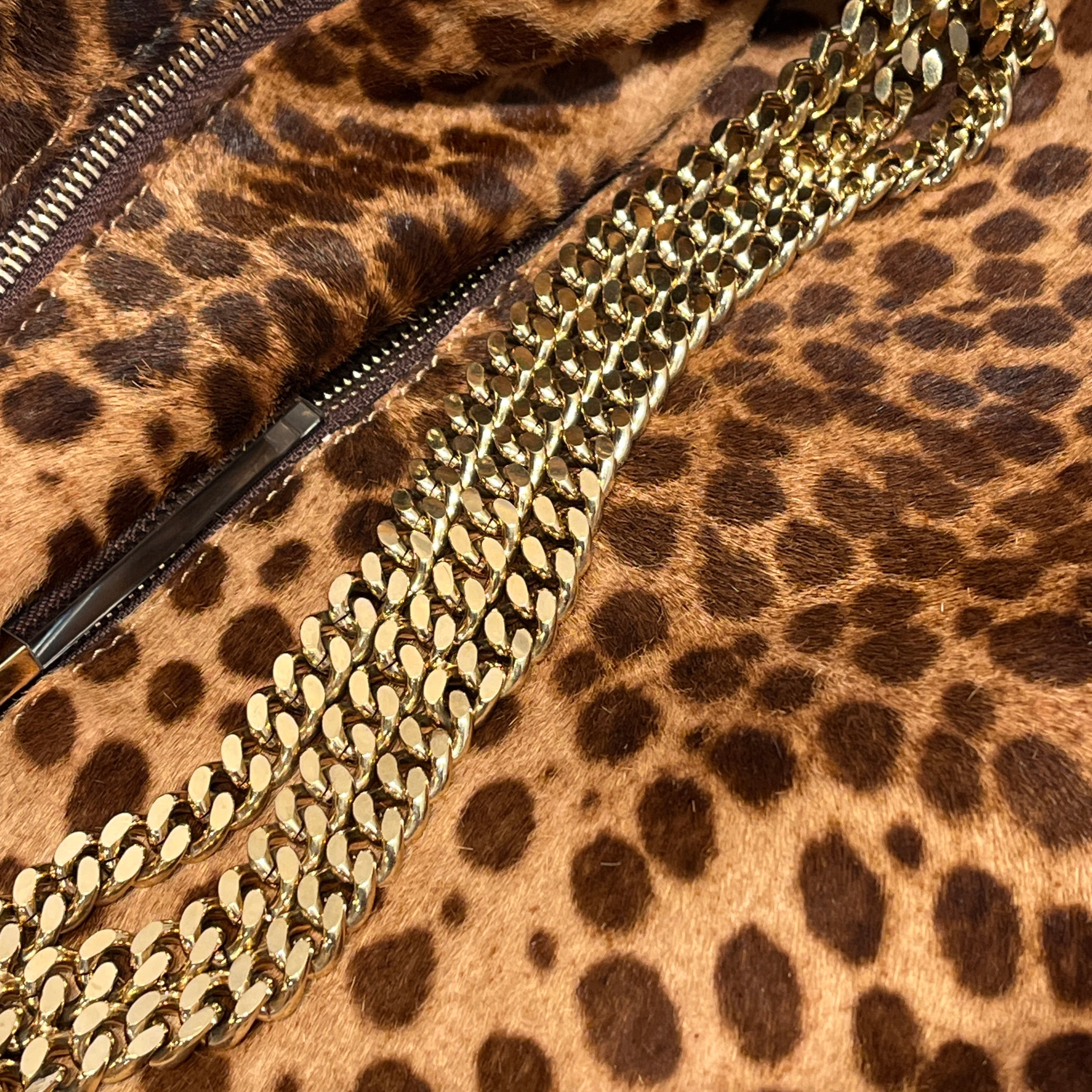 Christian Louboutin/Tote Bag/Leopard/Fur/CML/leopard gold strap tote view 6