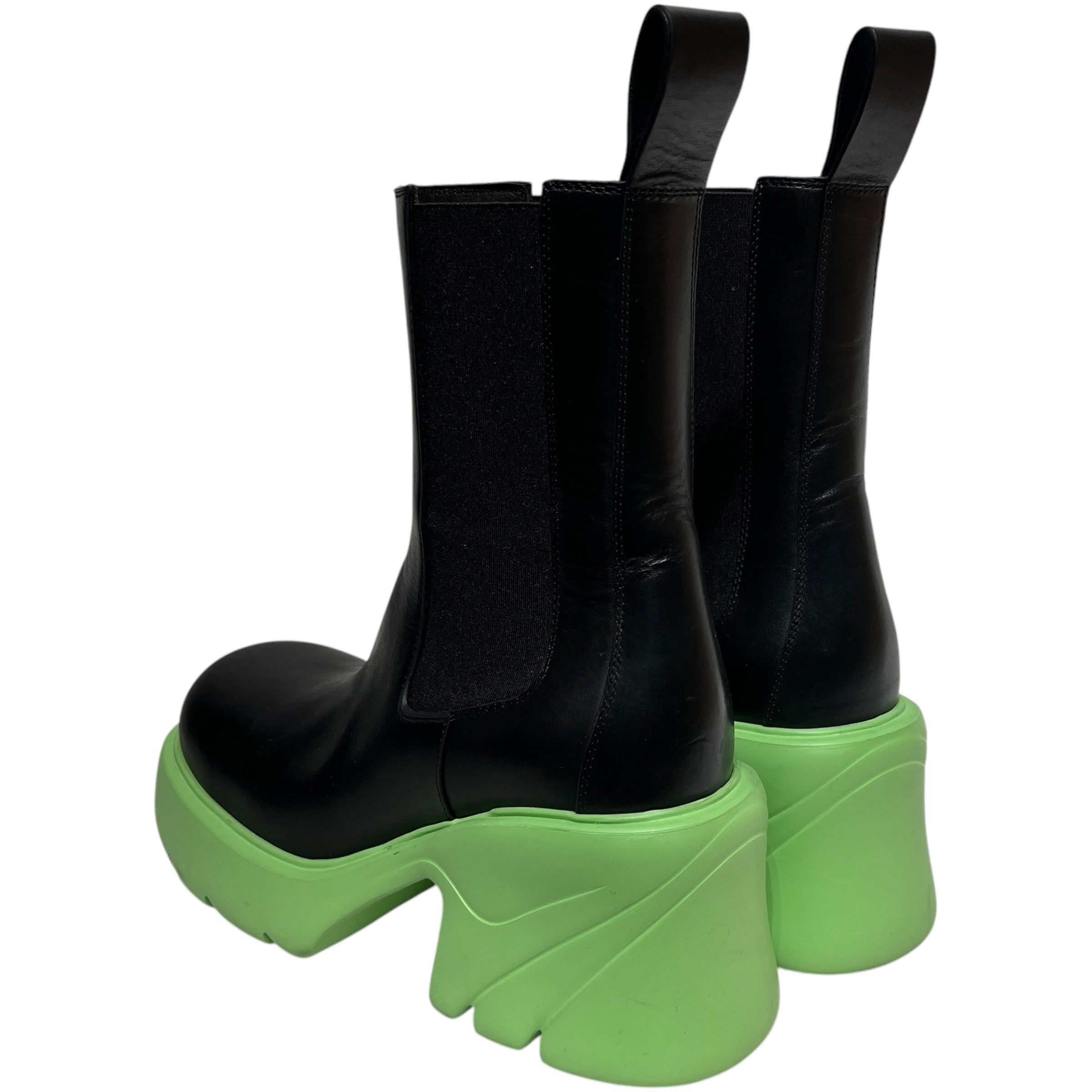 BOTTEGA VENETA/Boots/EU 37/Leather/BLK/GREEN FLASH CHELSEA view 2