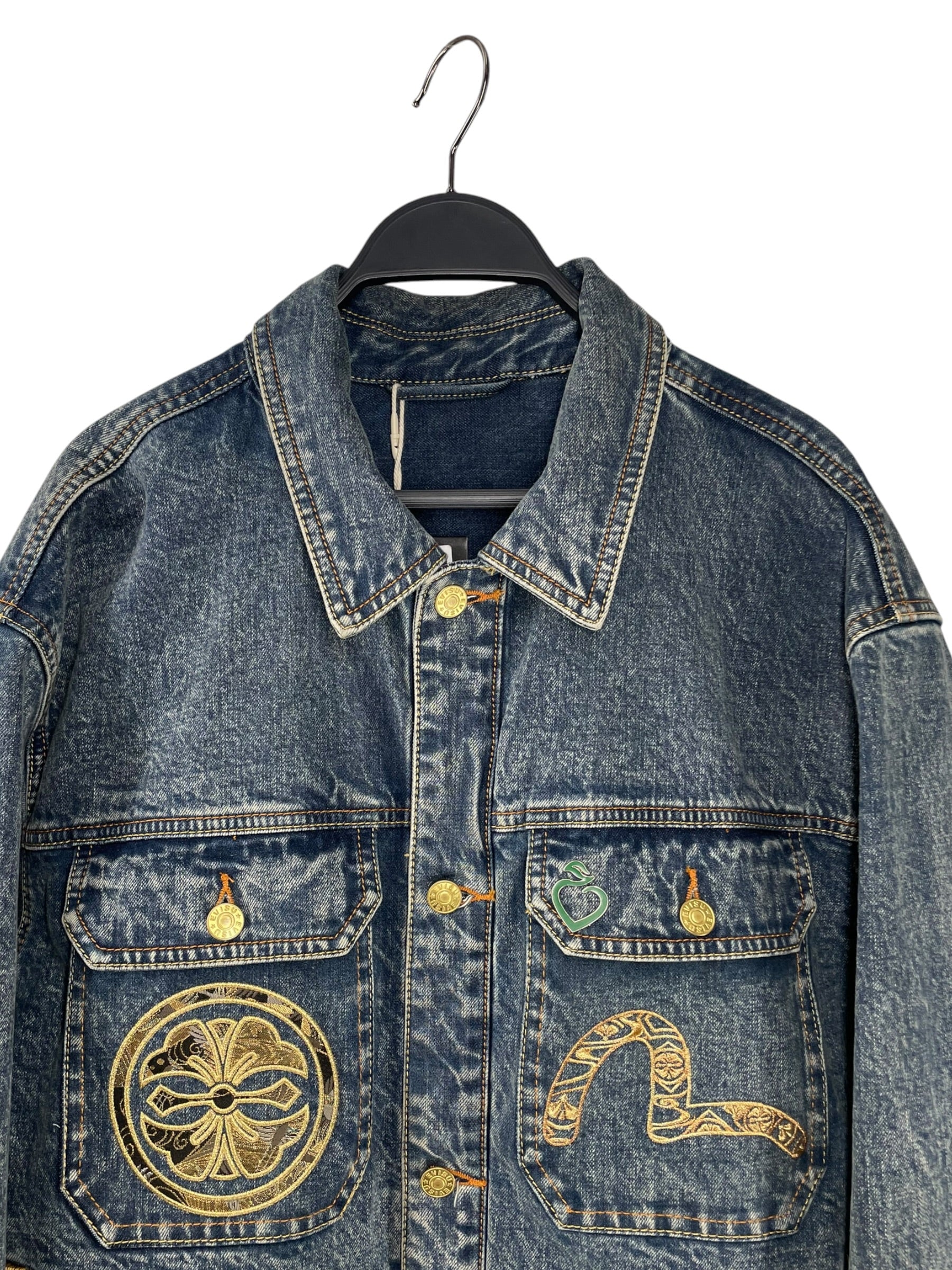 EVISU/Denim Jkt/L/Denim/BLU/Graphic/175/108C GOLD SEAGUL EMBROIDER view 3