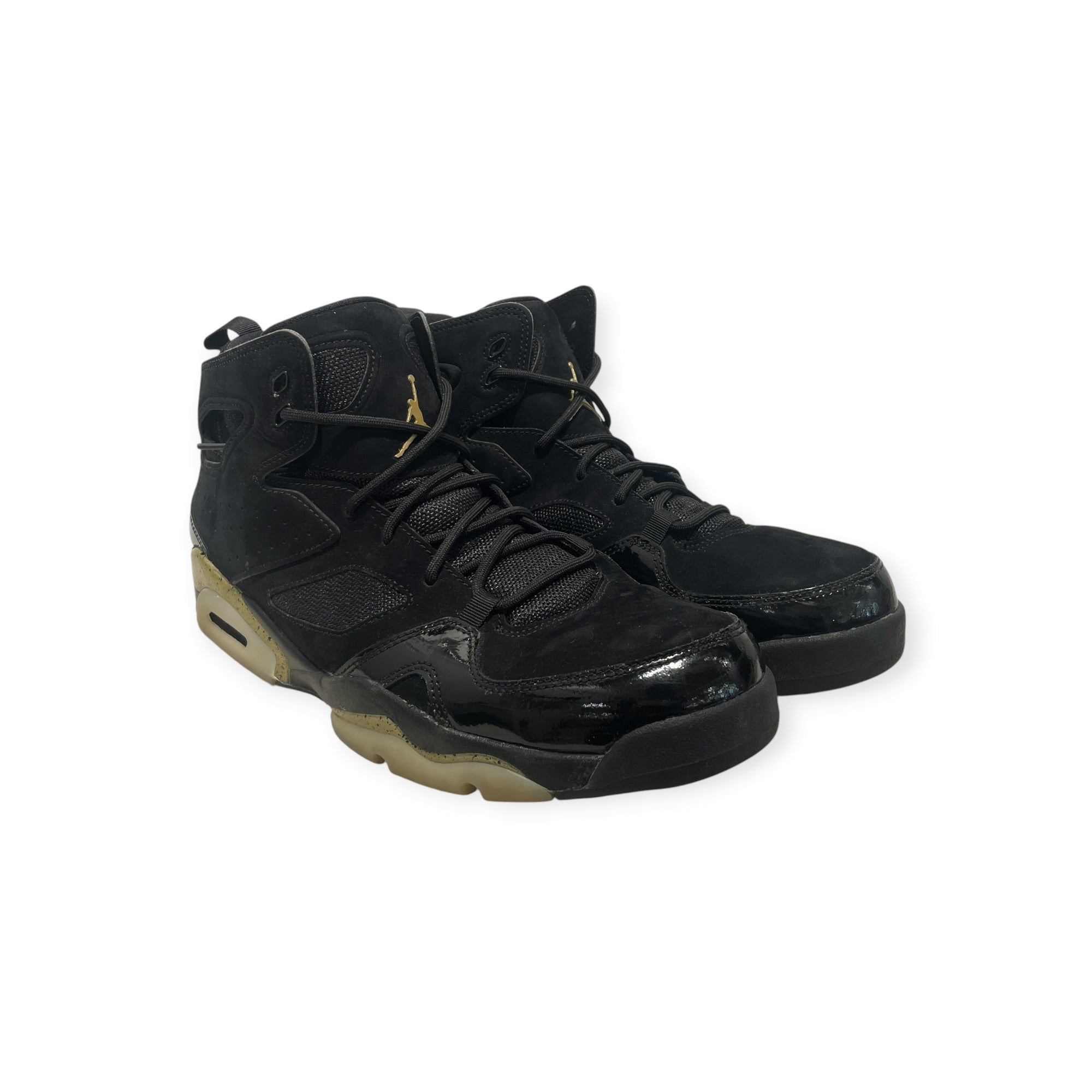 JORDAN BRAND/Hi-Sneakers/US 10.5/Suede/BLK/fight club 91 gold accents view 1