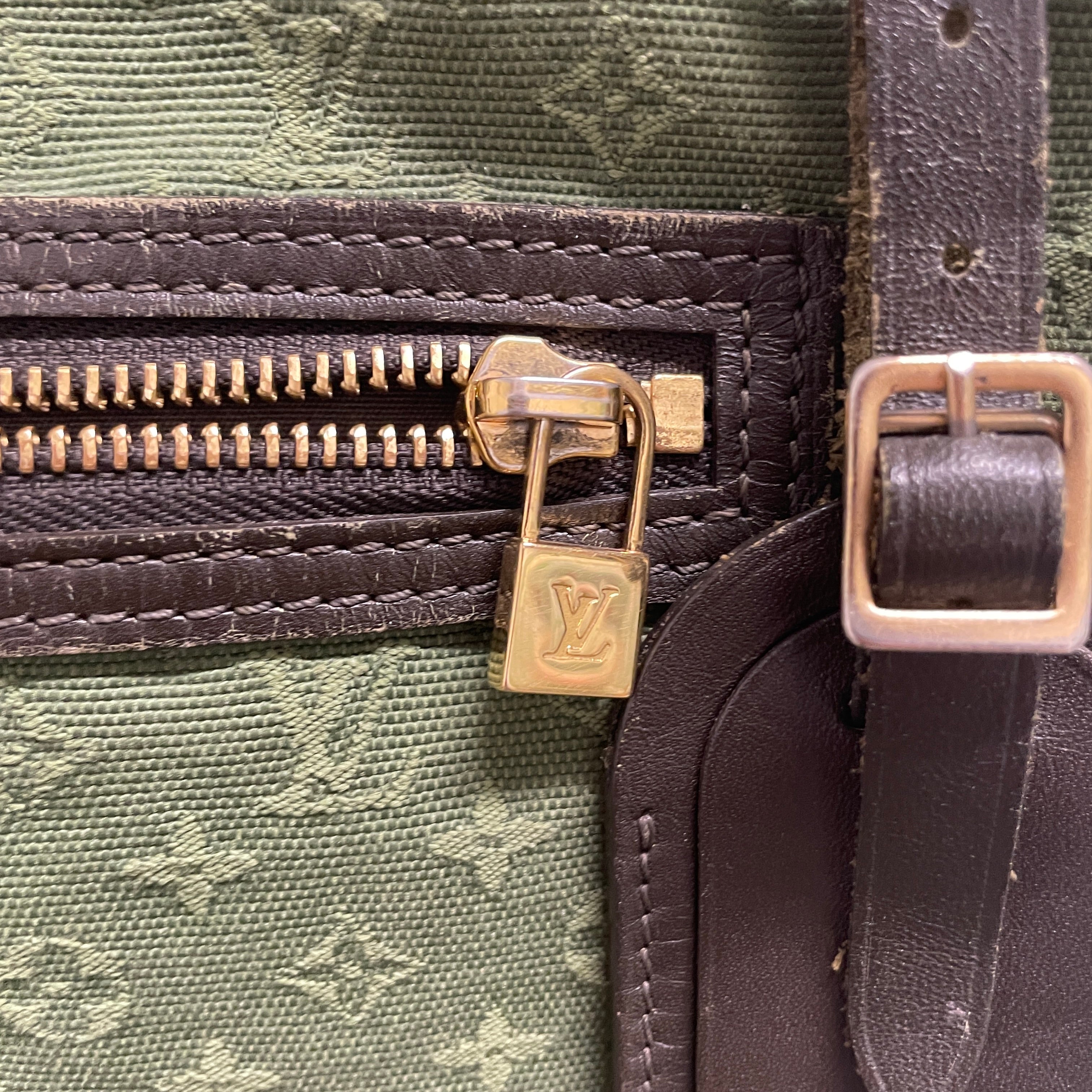 LOUIS VUITTON/Hand Bag/Monogram/Cotton/GRN/EMBROIDERED/GLD view 4