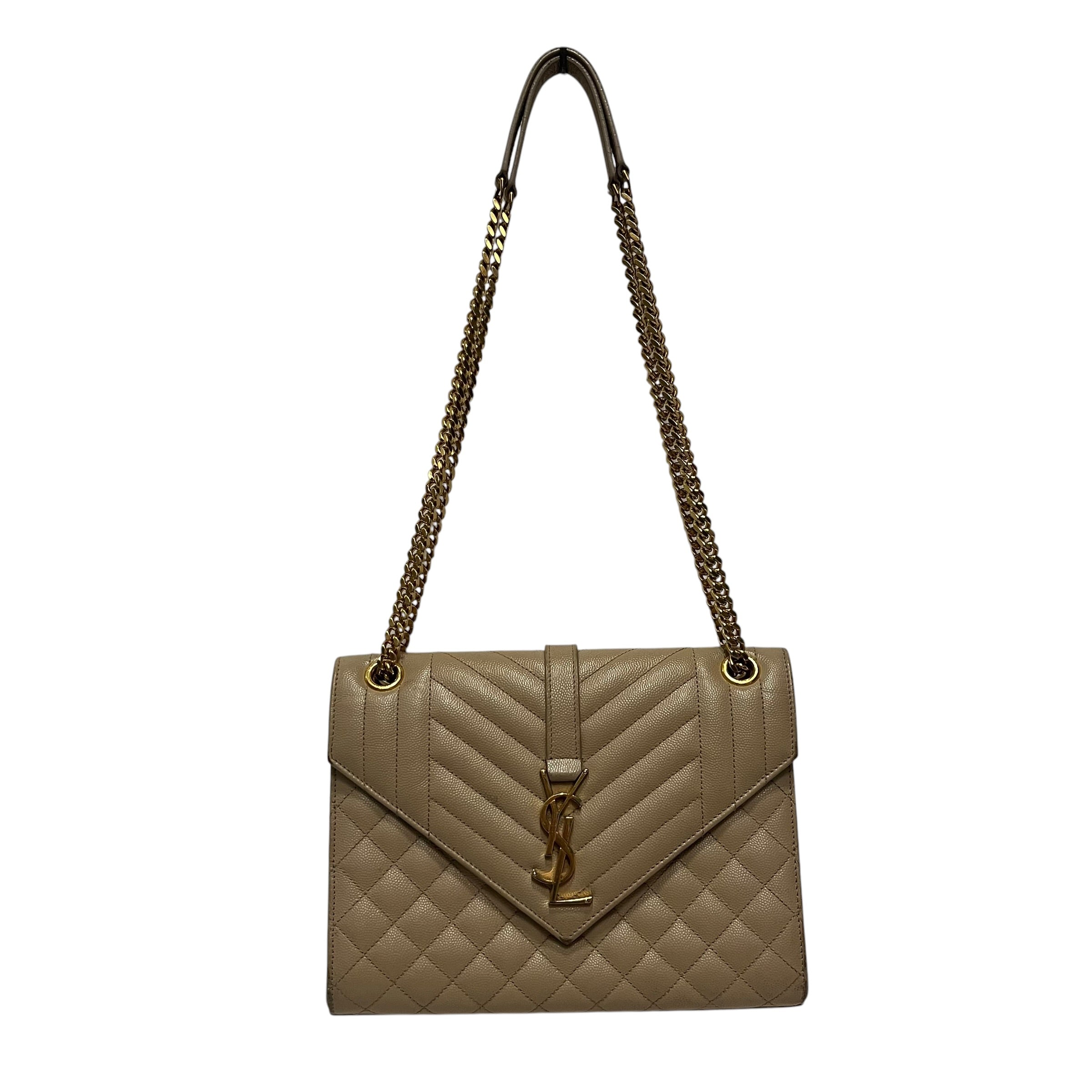 YVES SAINT LAURENT/Cross Body Bag/Leather/BEG/Quilted Envelope Medium view 1