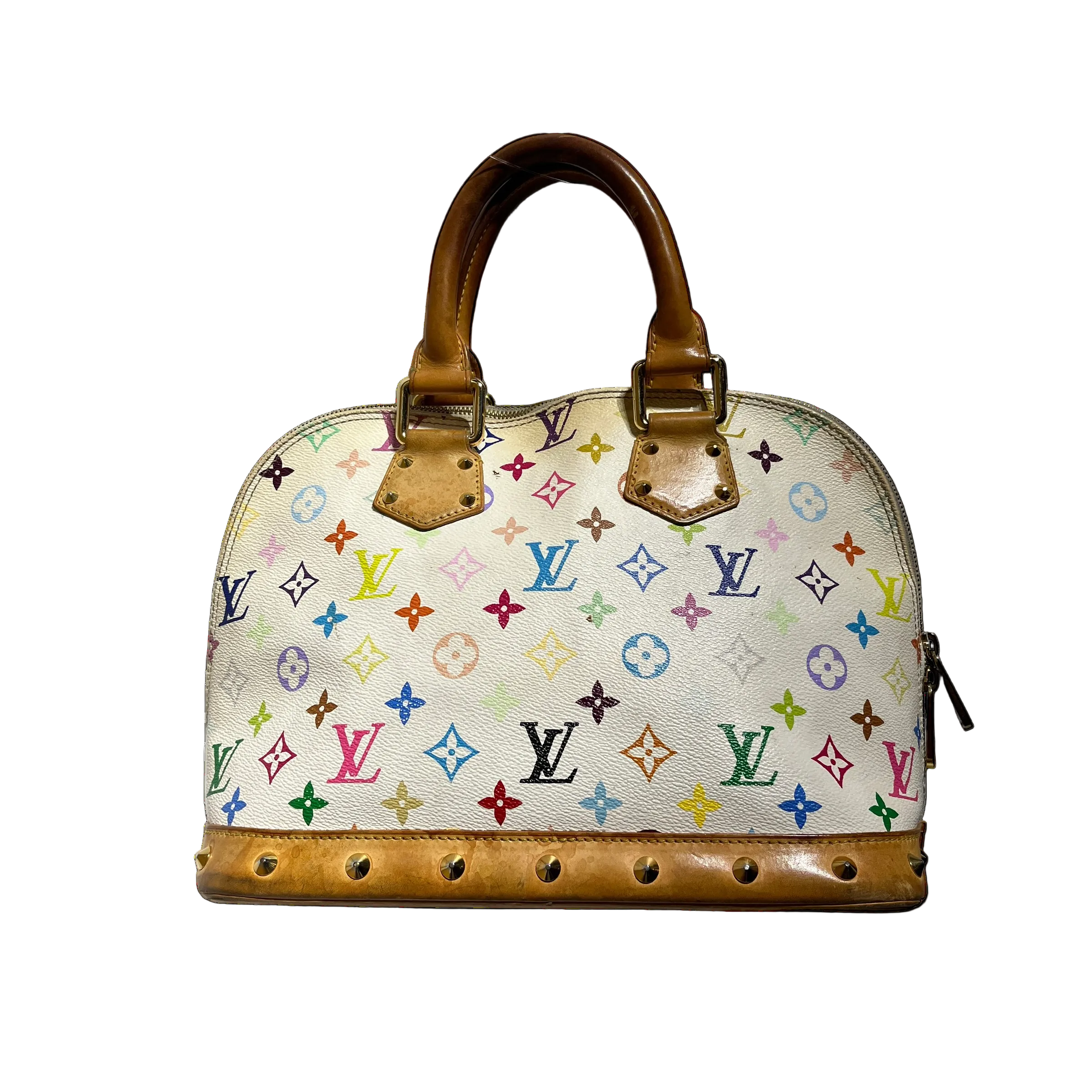 LOUIS VUITTON/Hand Bag/Monogram/Leather/WHT/Multicolore Alma Studs view 1