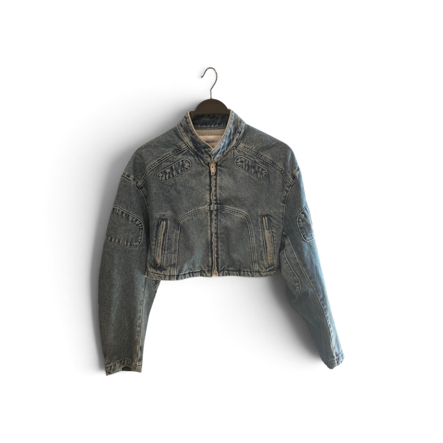 AMBUSH/Denim Jkt/XS/Denim/BLU/cropped moto view 1