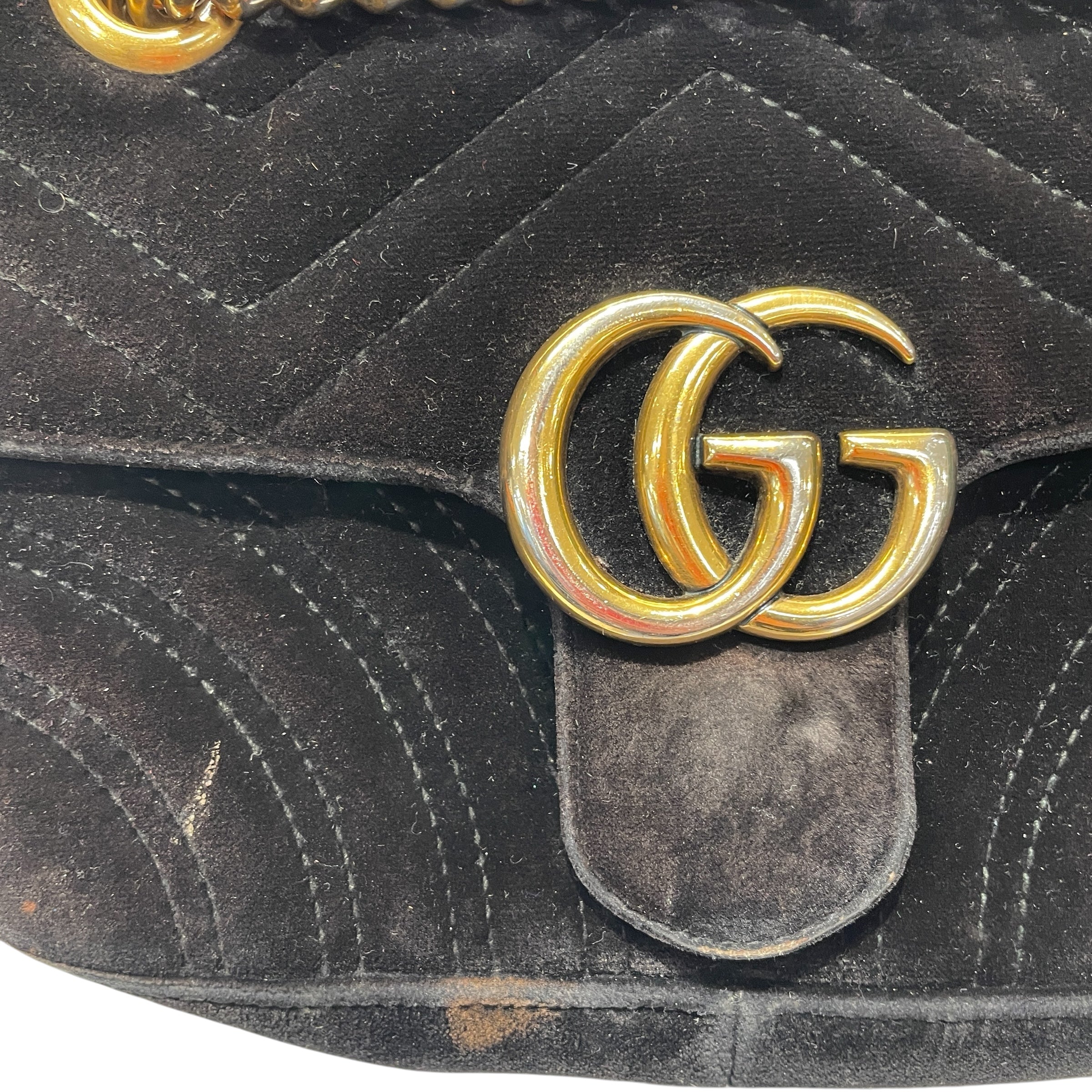 GUCCI/Cross Body Bag/Velour/BLK/MARMONT CHAIN VELVET view 3